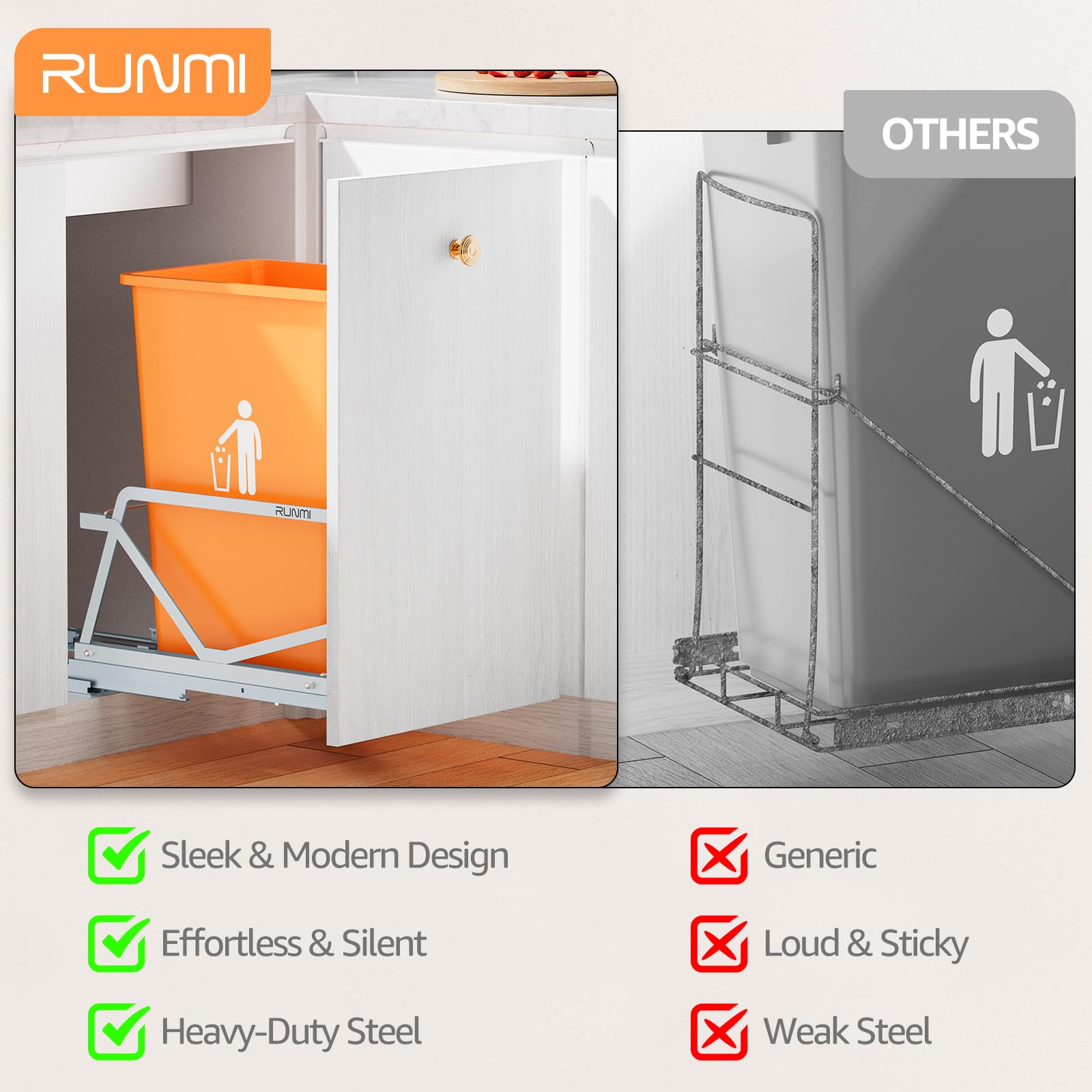 Pull Out Trash Can Under Cabinet Kit (1280 Fl Oz)