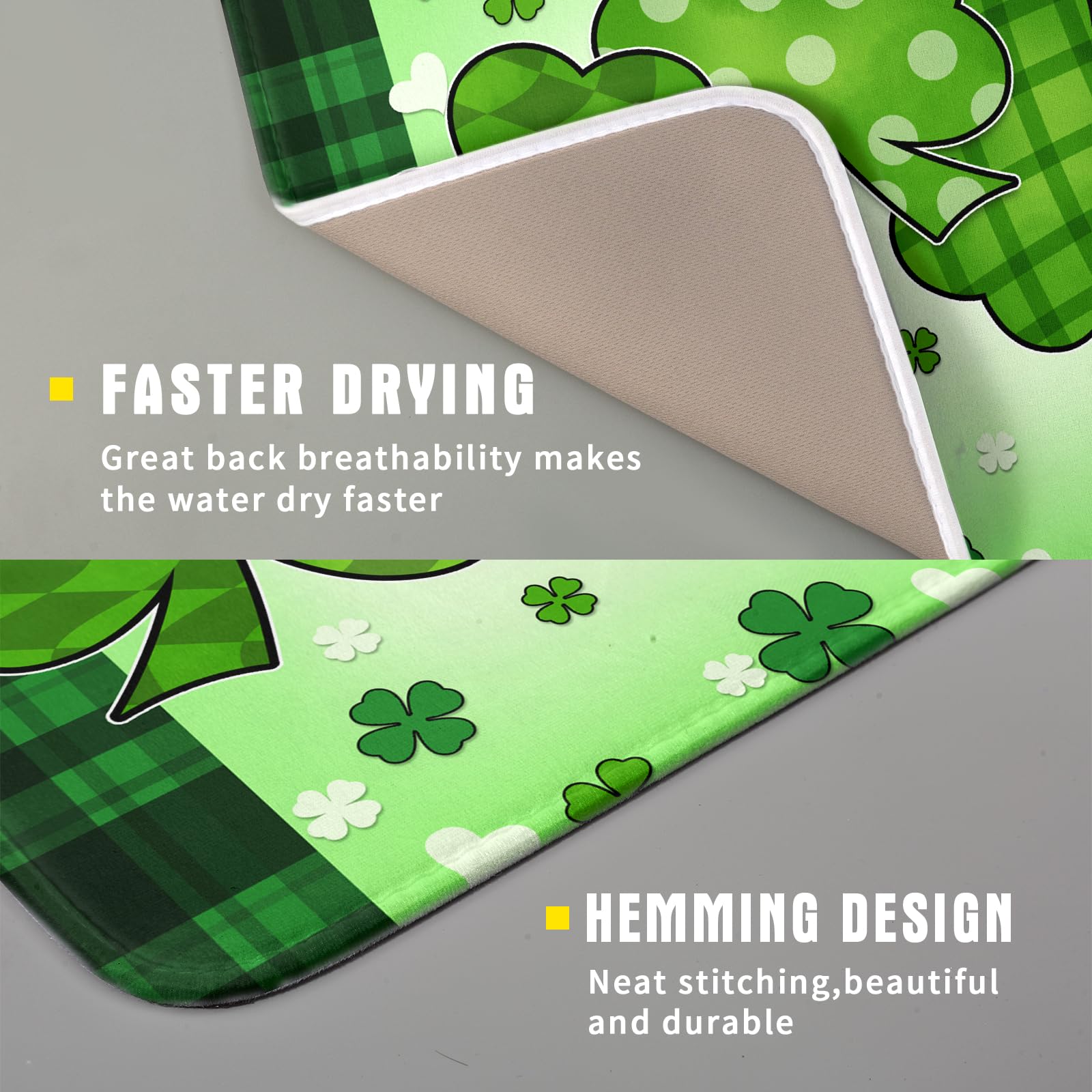 St Patrick's Day Shamrocks Dish Drying Mat 16x18 Inch