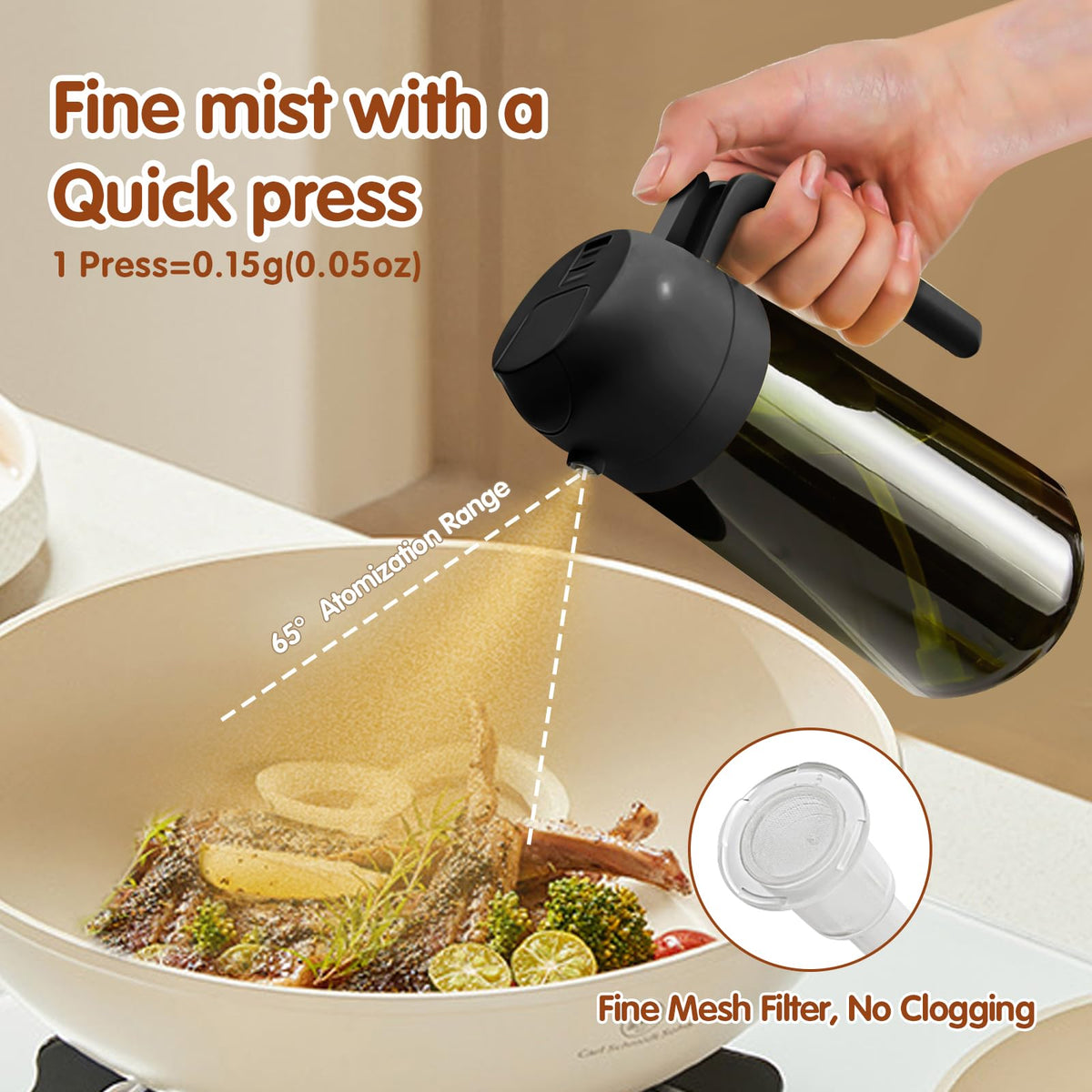 16 oz 2-in-1 Dark Glass Olive Oil Sprayer & Dispenser, BlackGreen