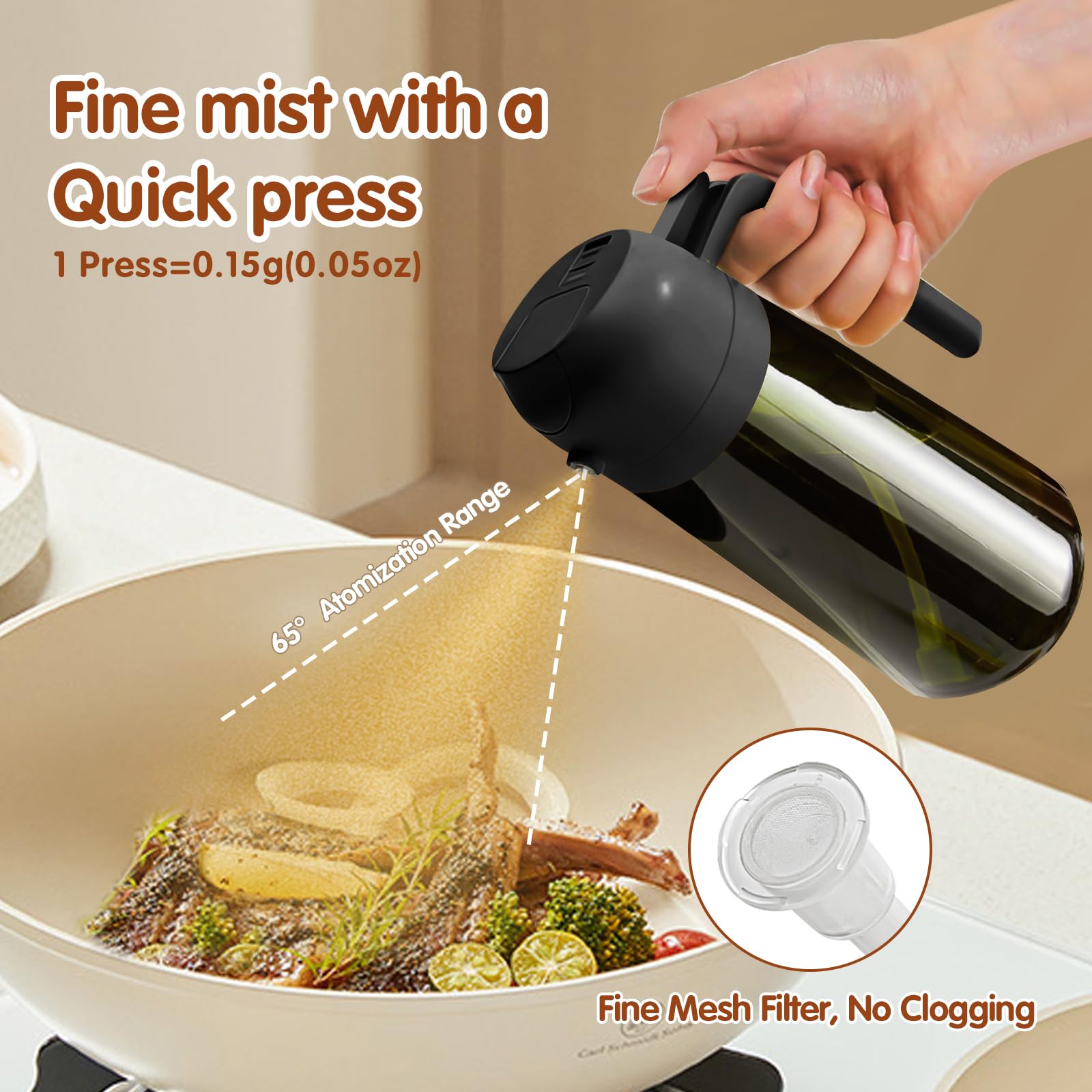 16 oz 2-in-1 Dark Glass Olive Oil Sprayer & Dispenser, BlackGreen