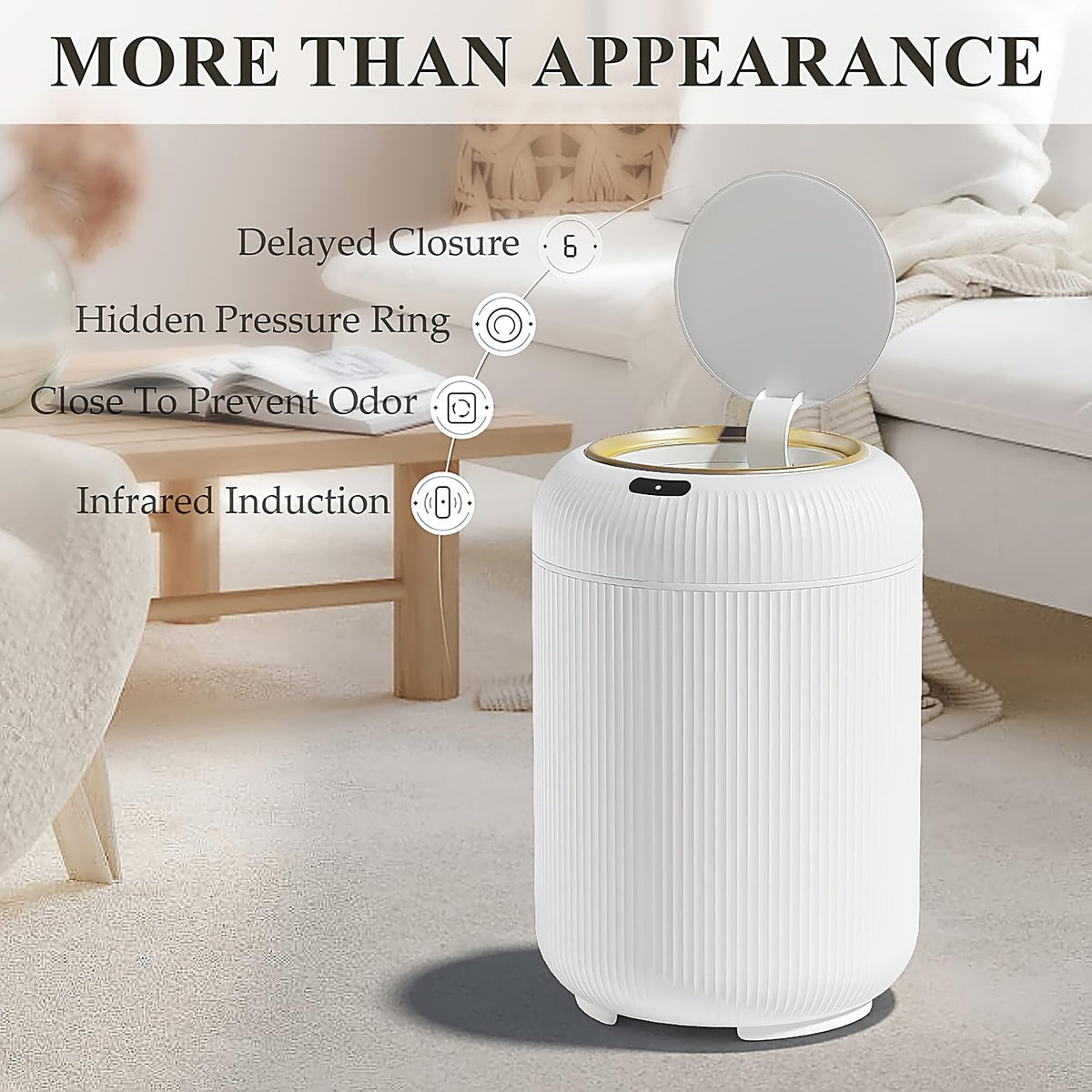 Automatic Motion Sensor Bathroom Trash Can with Lid