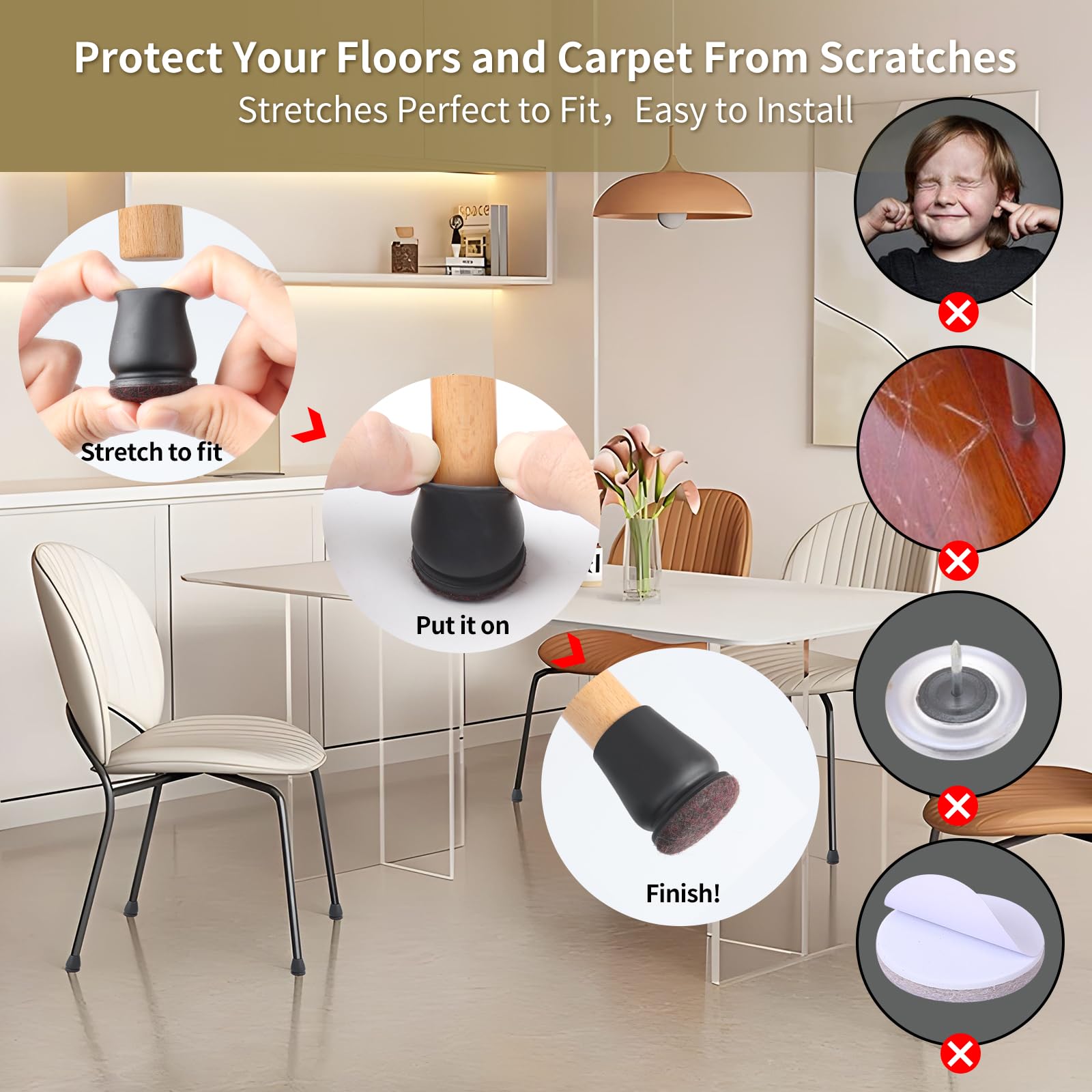 24 Pcs Small Silicone Chair Leg Floor Protectors for Hardwood Floors (24 Count)
