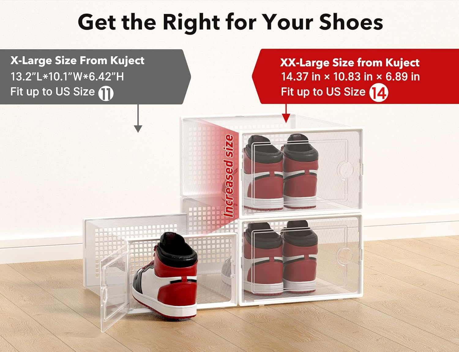 XX Large Shoe Storage Boxes Organizers Clear Plastic Stackable 12 Pack (12 Count)