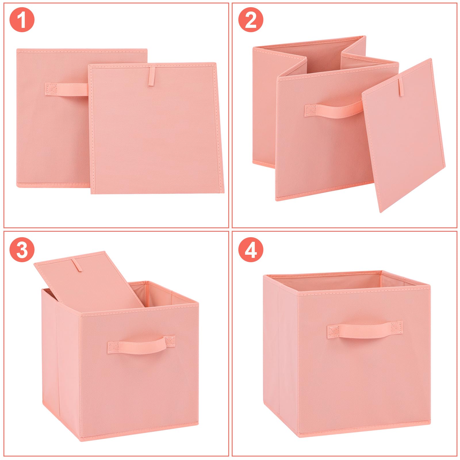 Fabric Storage Bins 6 Pack Fun Colored Durable Storage Cubes with Handles Foldable Cube Baskets for Home (6 Count)