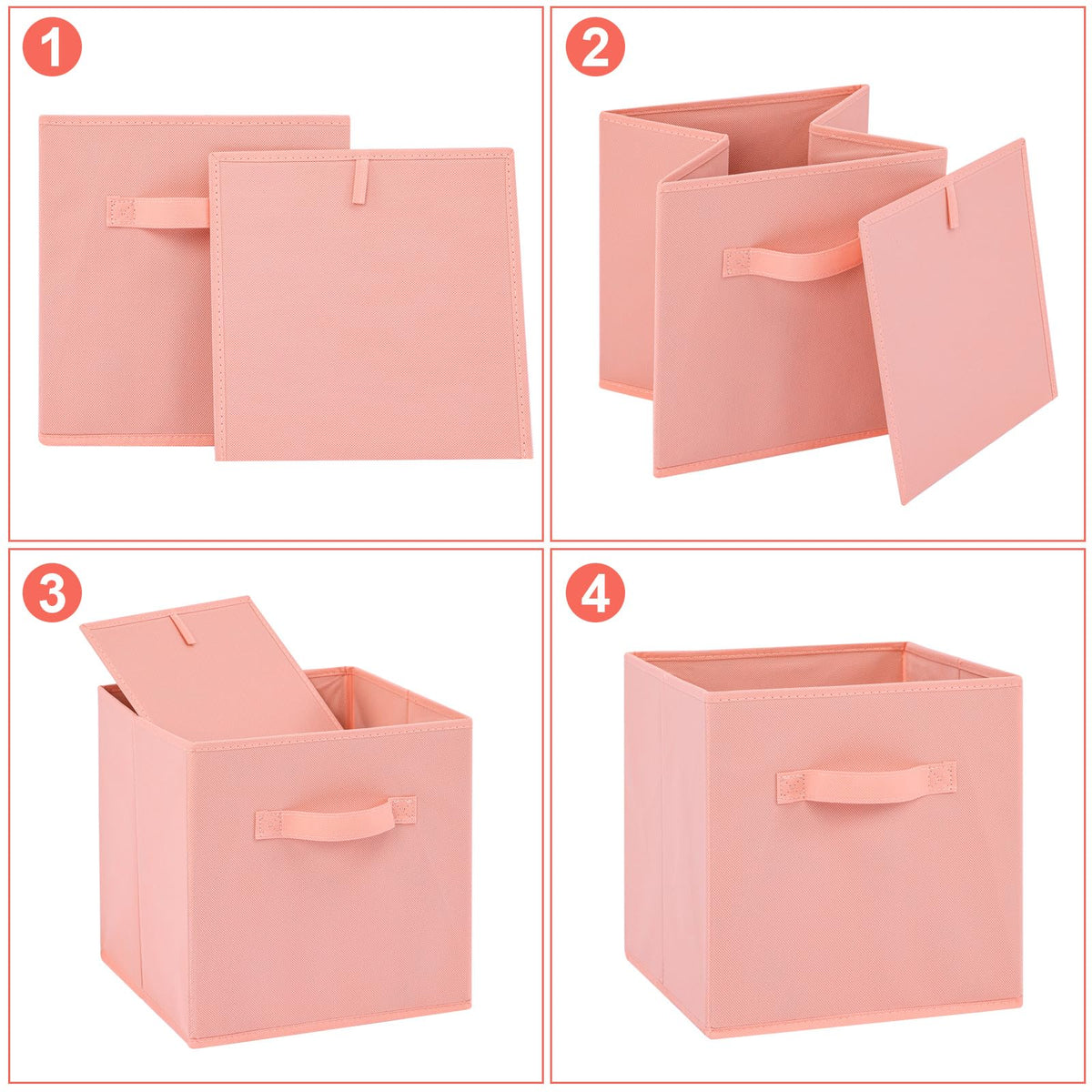 13x13x13 Inch Fabric Storage Bins 6 Pack Fun Colored Durable Storage Cubes with Handles Foldable Cube Baskets for Home (6 Count)