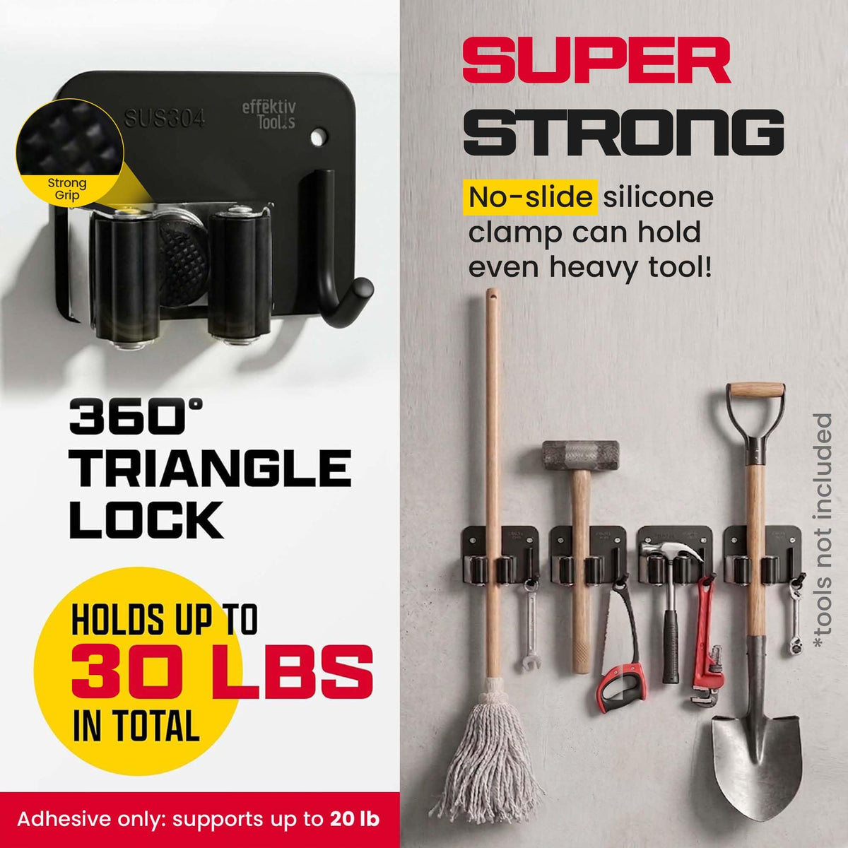 4 Pack Wall Mount Hanger for Brooms & Mops (4 Count)