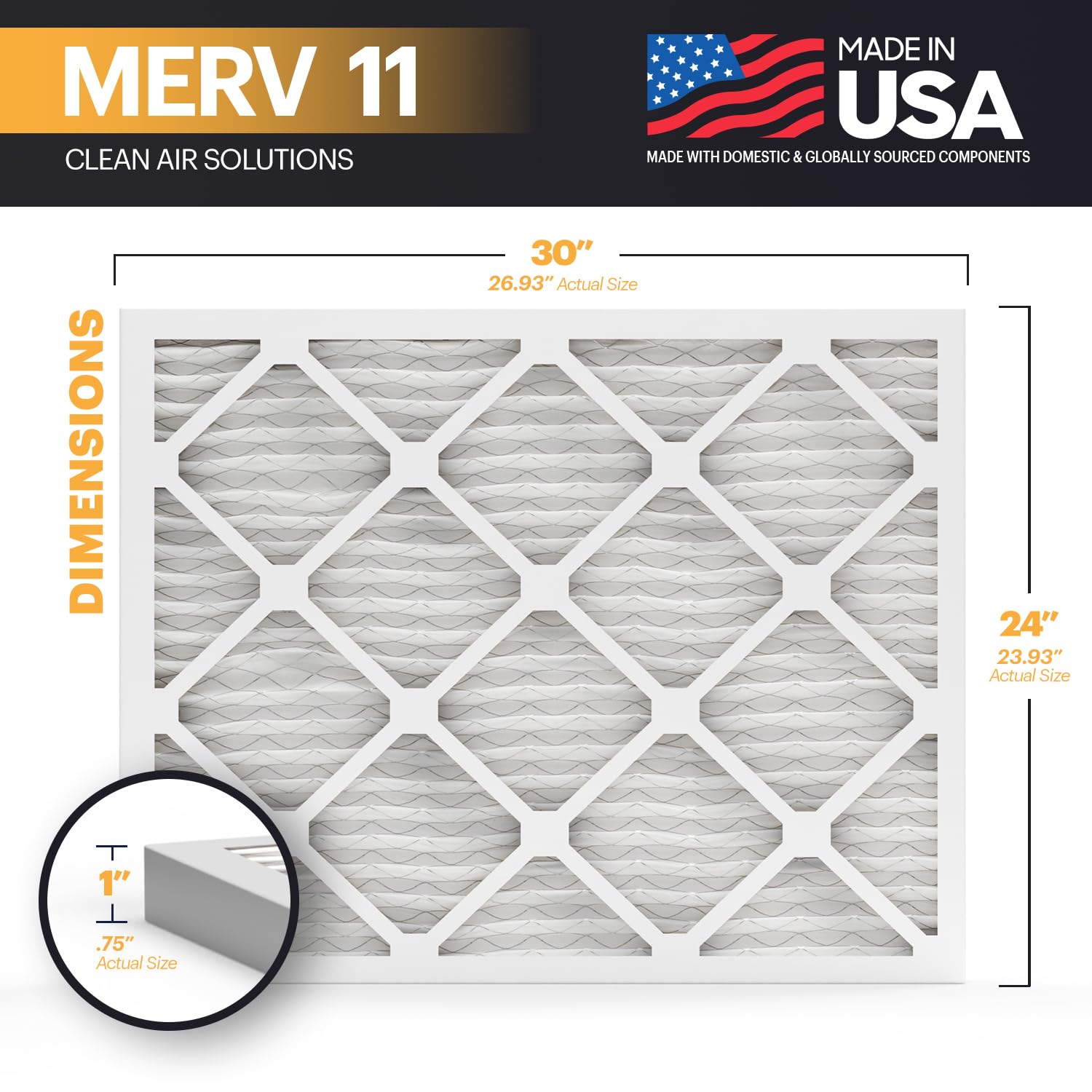 TruFilter 24x30x1 Air Filter MERV 11 (4 Count)