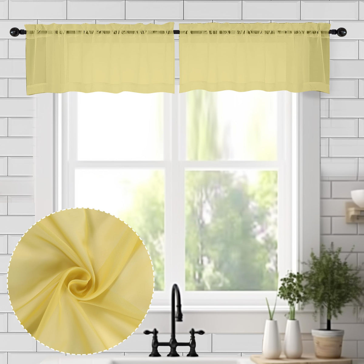Mustard Yellow Sheer Valances for Windows (2 Count)