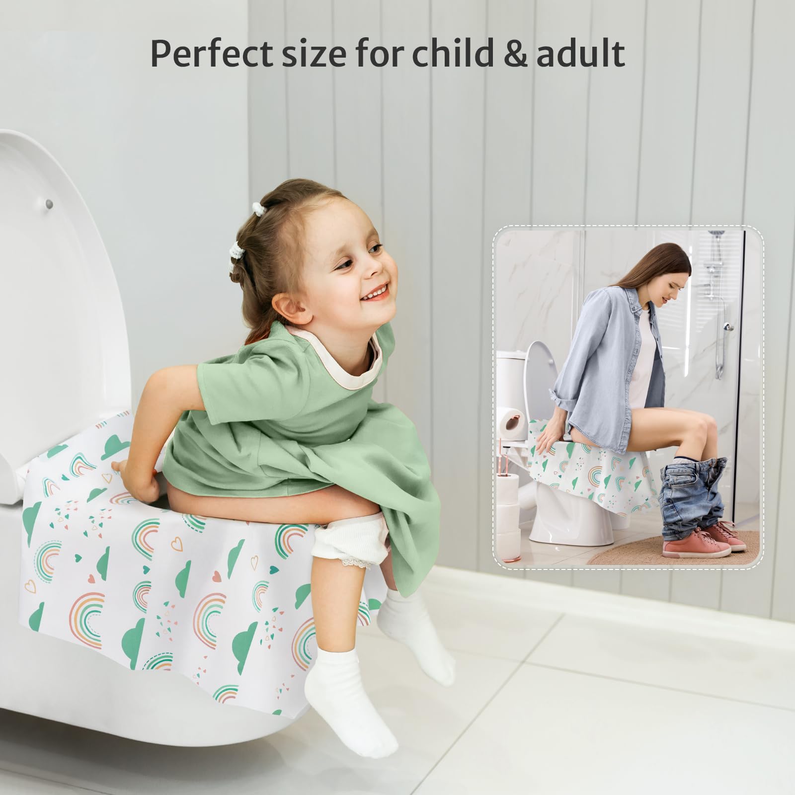 30 Pcs Toilet Seat Covers Disposable for Toddlers & Adults (30 Count)