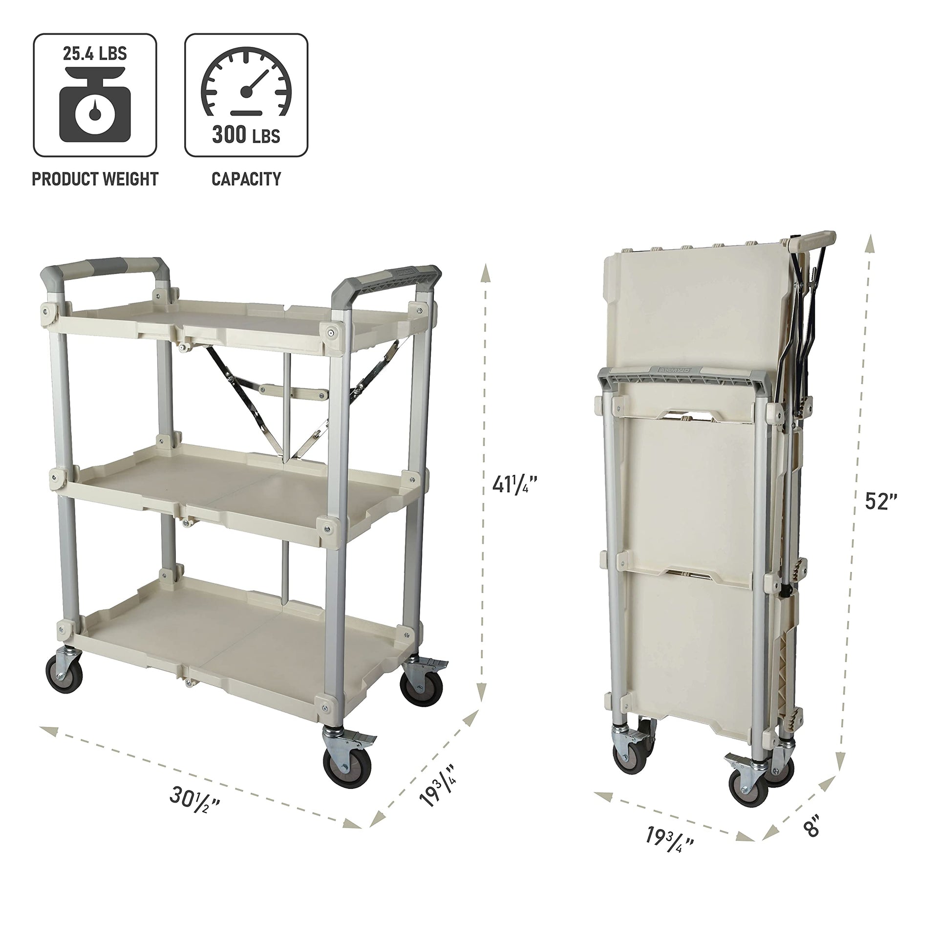 89 355 Pack N Roll Collapsible Service Cart