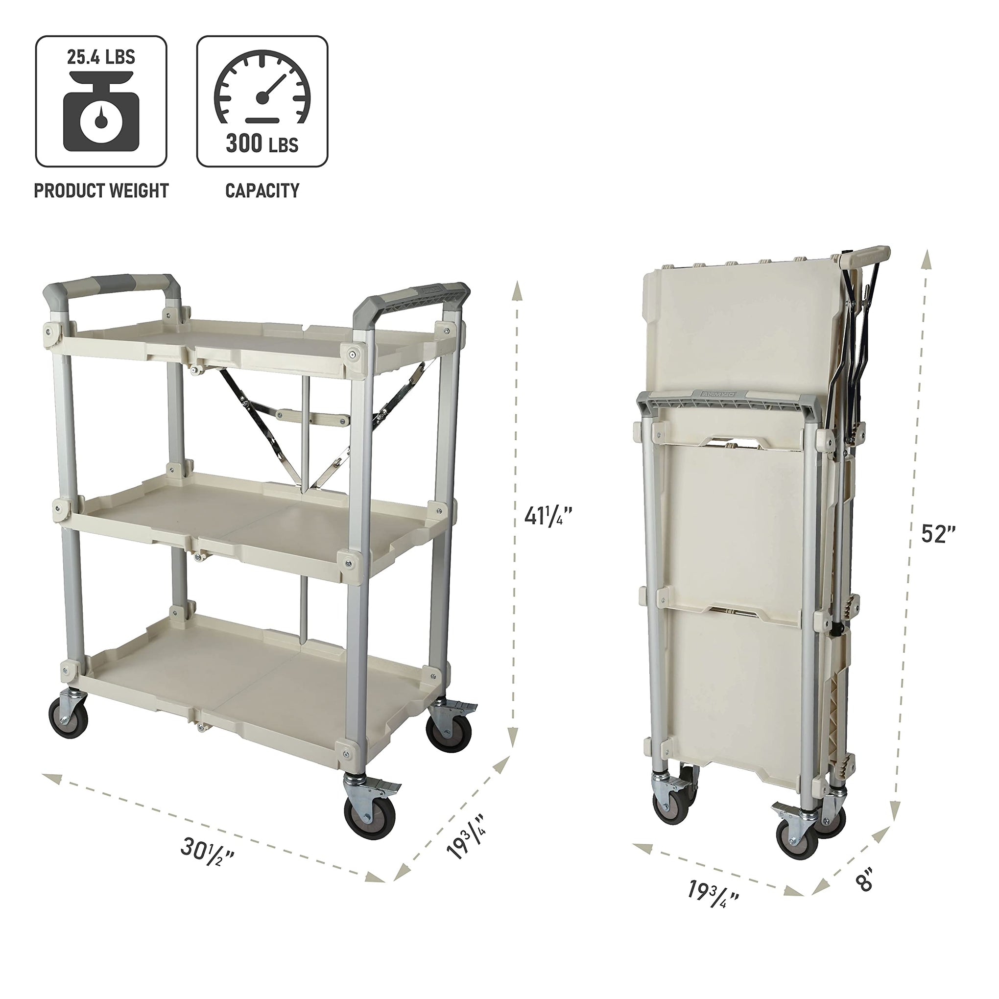 89 355 Pack N Roll Collapsible Service Cart