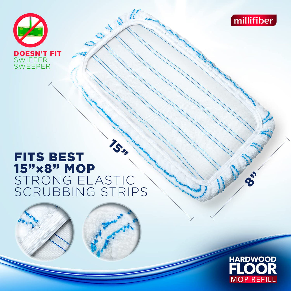 Microfiber Mop Refills 15x8 Inches (3 Count)