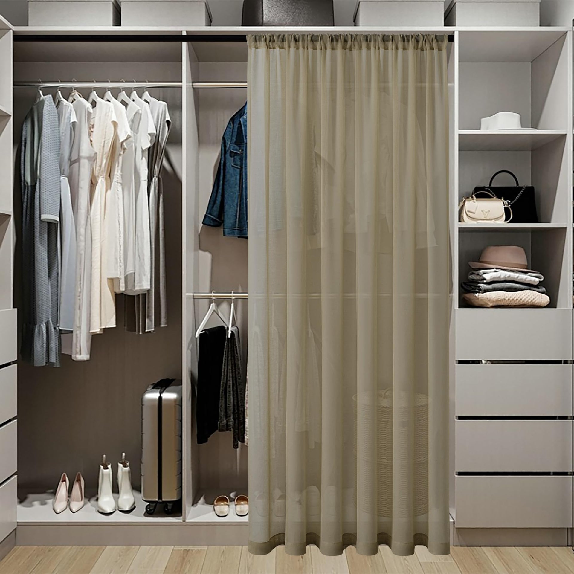 Sheer Door Curtain Closet Linen Textured Curtain Sheers Doorway Light Filtering Voile French Door Rod Pocket Curtains Patio Glass Doors