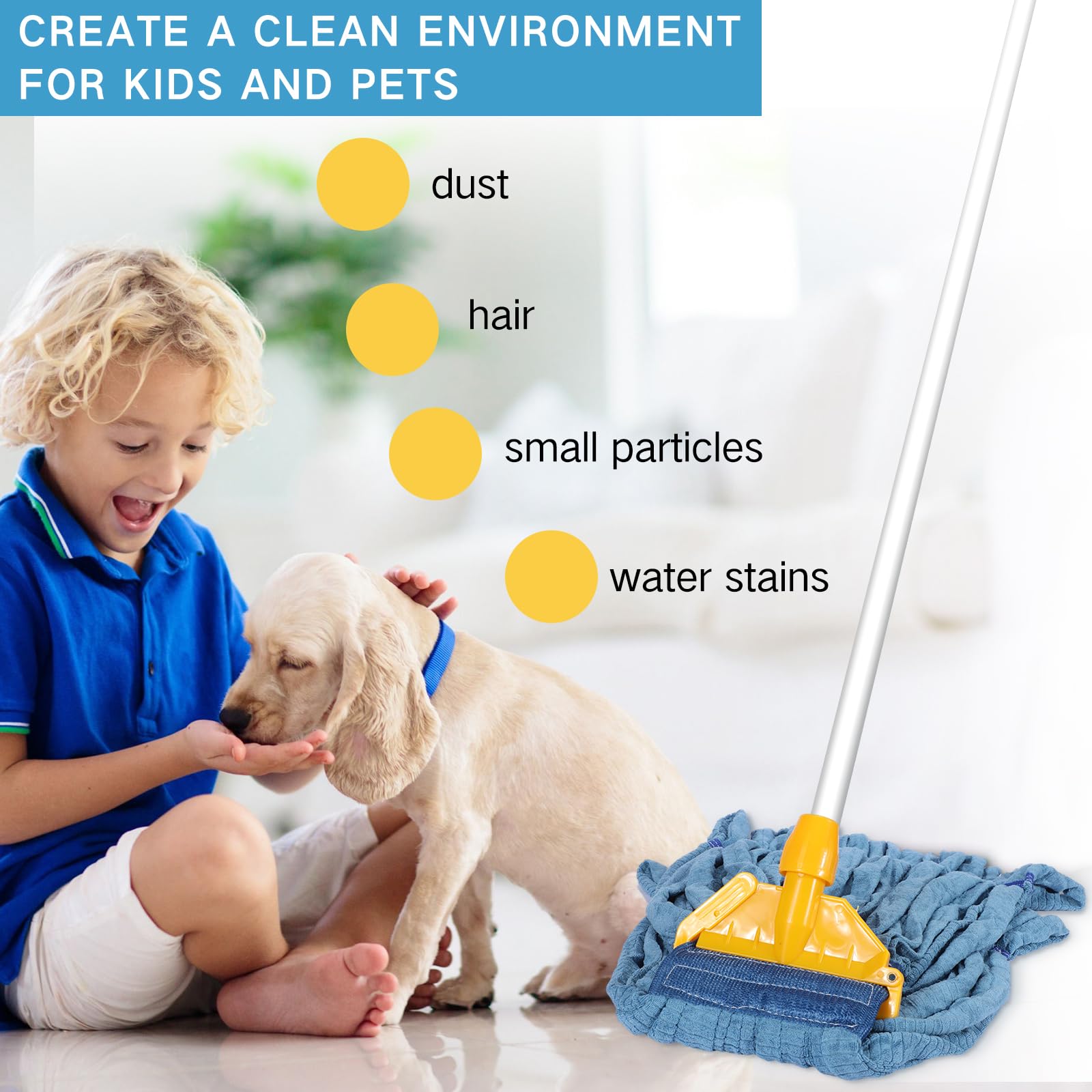 4 Pcs Microfiber Commercial Mop Head Replacement Tube Industrial Looped End Mop Heads Refill for Floor Cleaning for Home Commercial Industrial Use