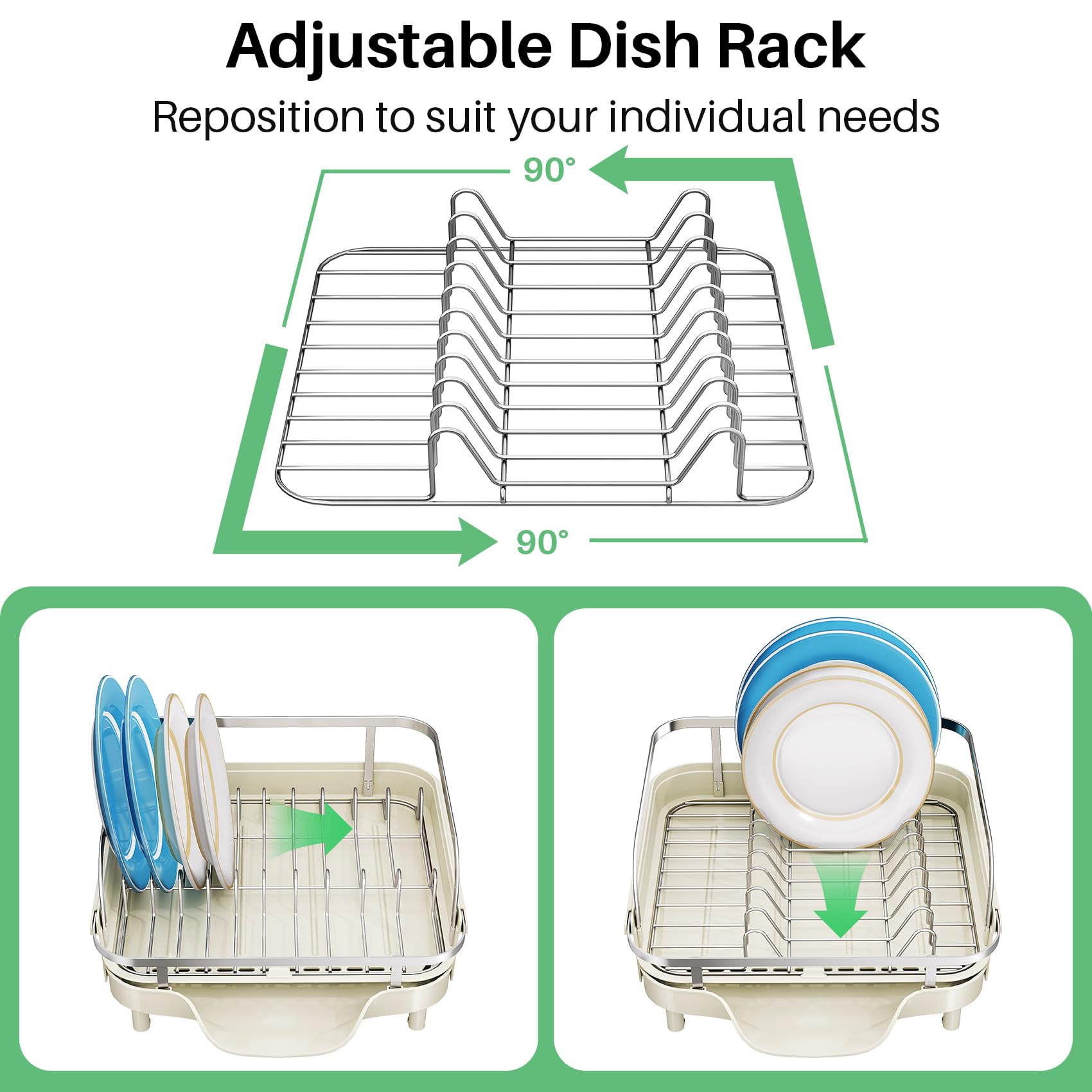 Expandable Dish Drying Rack for Kitchen Counter