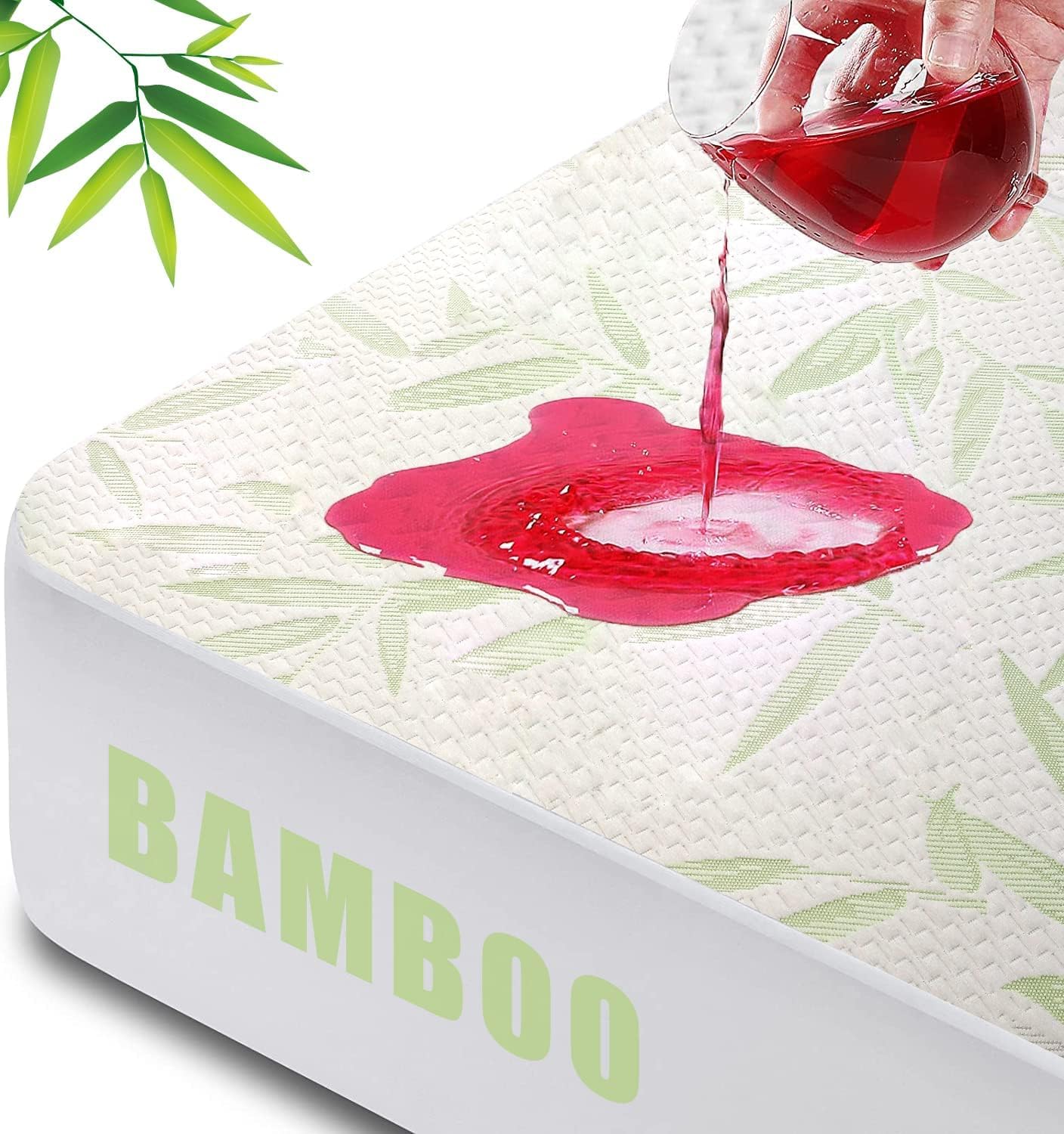 King Mattress Protector Waterproof Mattress Pad Washable Bamboo Rayon Mattress Cover Breathable Noiseless Bed Protector 5"