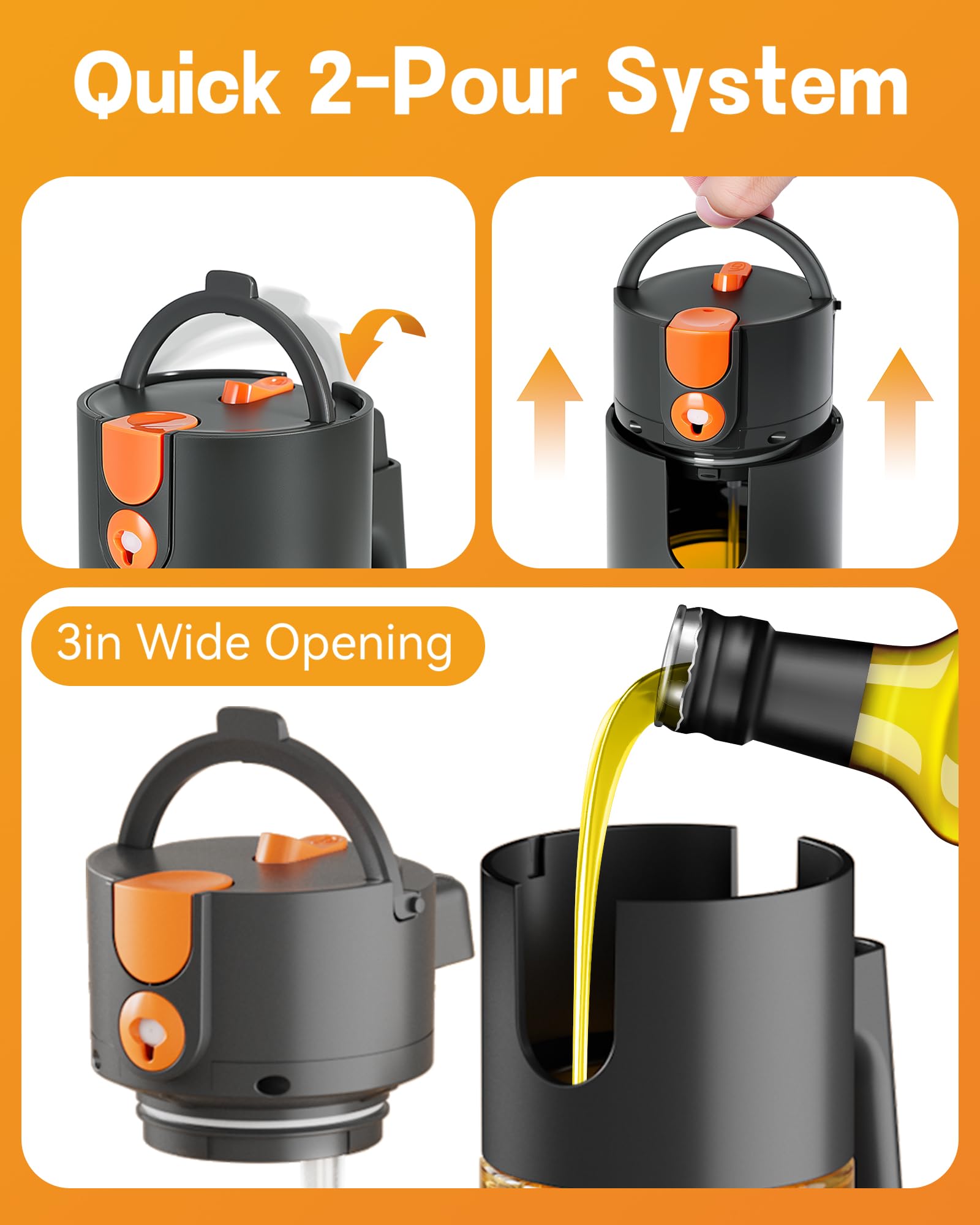 Olive Oil Sprayer & Dispenser Bottle for Cooking 17oz Dark Glass Oil Mister