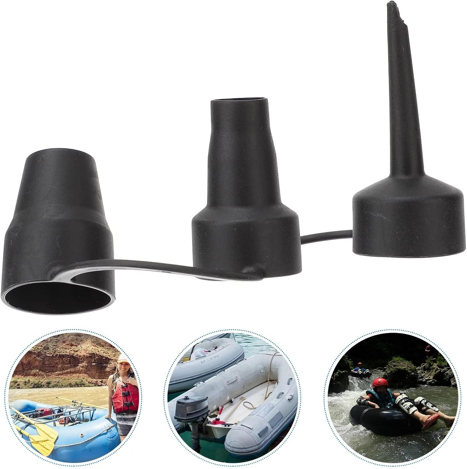3 Sizes Black Air Pump Replacement Nozzles