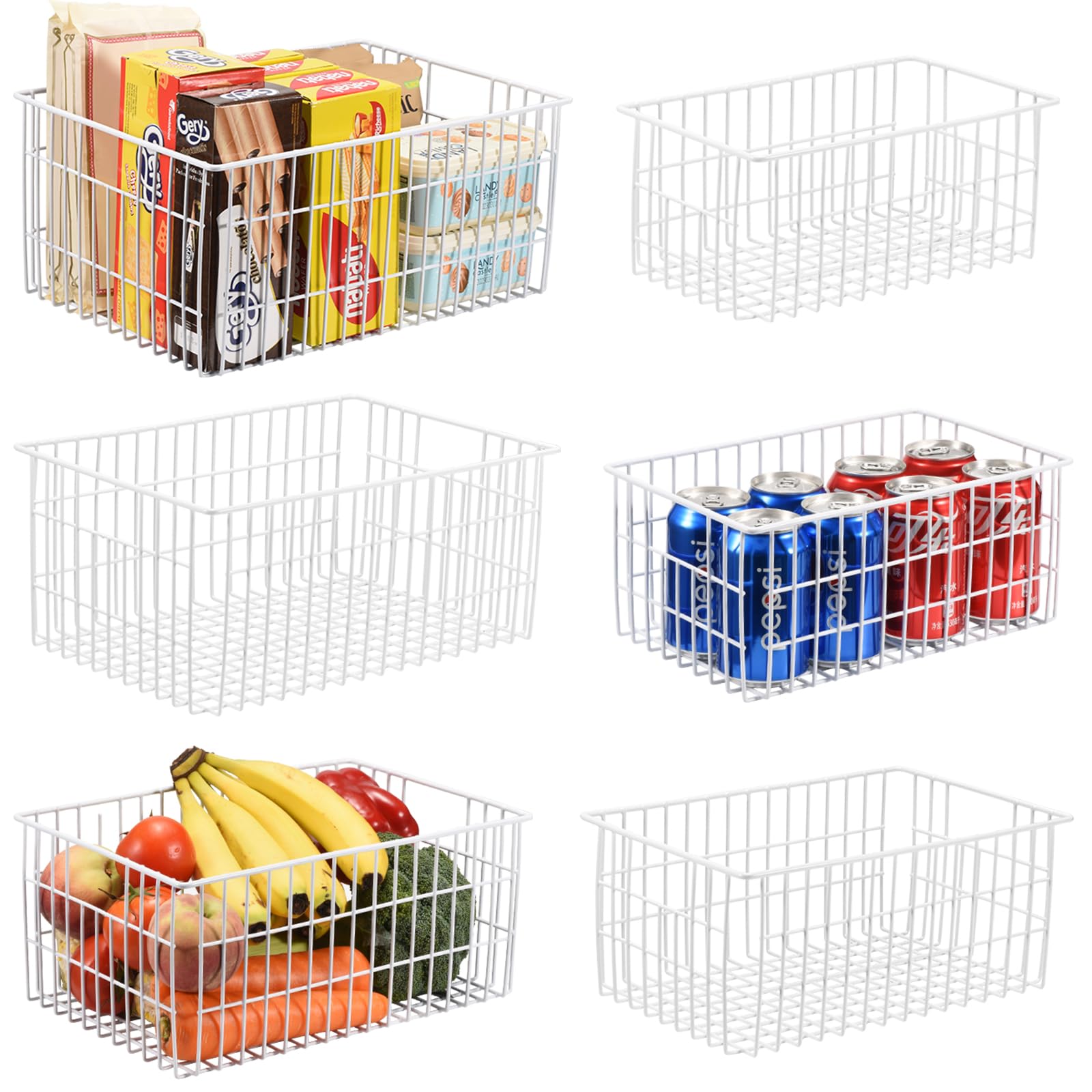 Vertical Sides Freezer Organizer Bins for Upright Freezer (6 Count)