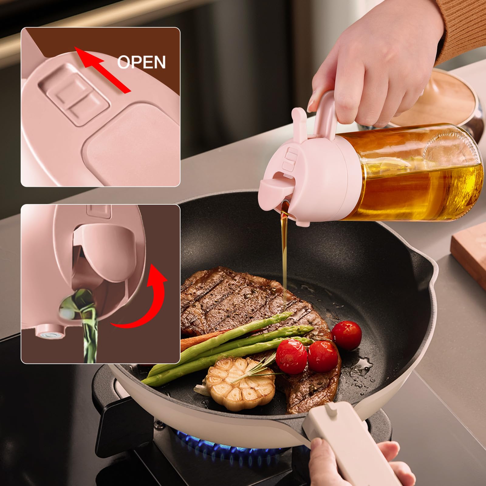 16oz 470ml Glass Olive Oil Sprayer for Cooking with Stickers