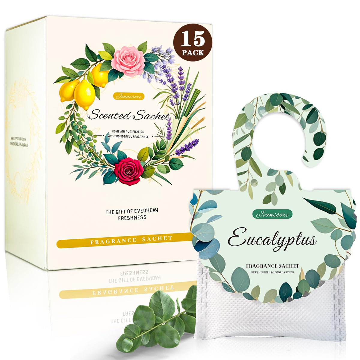 15PCS Eucalyptus Scented Sachets for Drawers and Closets (15 Count)