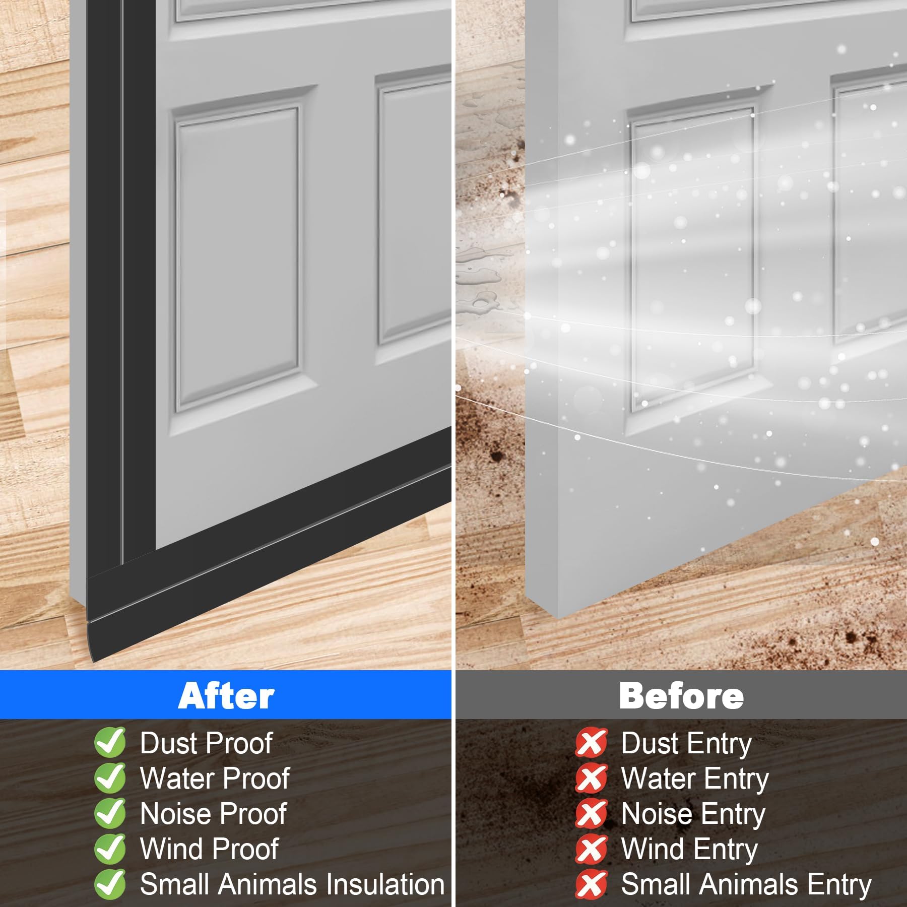 Weather Stripping Silicone Door Seal Strip 2 in x 40 ft Door Draft Stopper Self Adhesive Door Draft Tape (40 Foot)