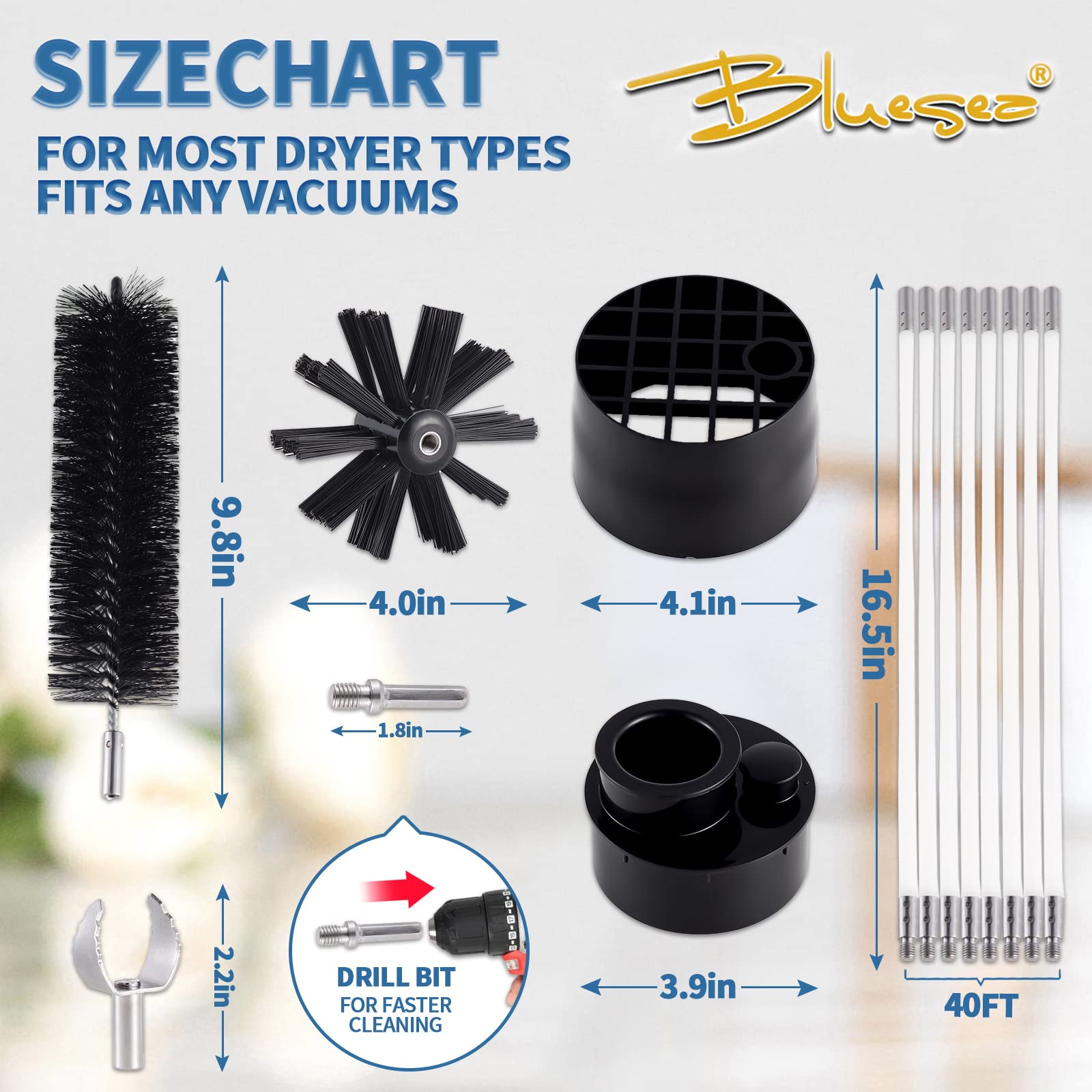 7 Pieces 40 Feet Dryer Vent Cleaner Kit