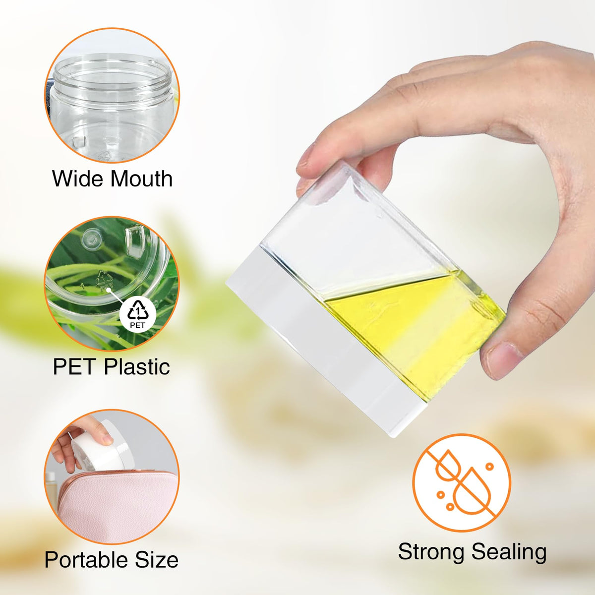 4 OZ Plastic Jars with Lids (72 Count)
