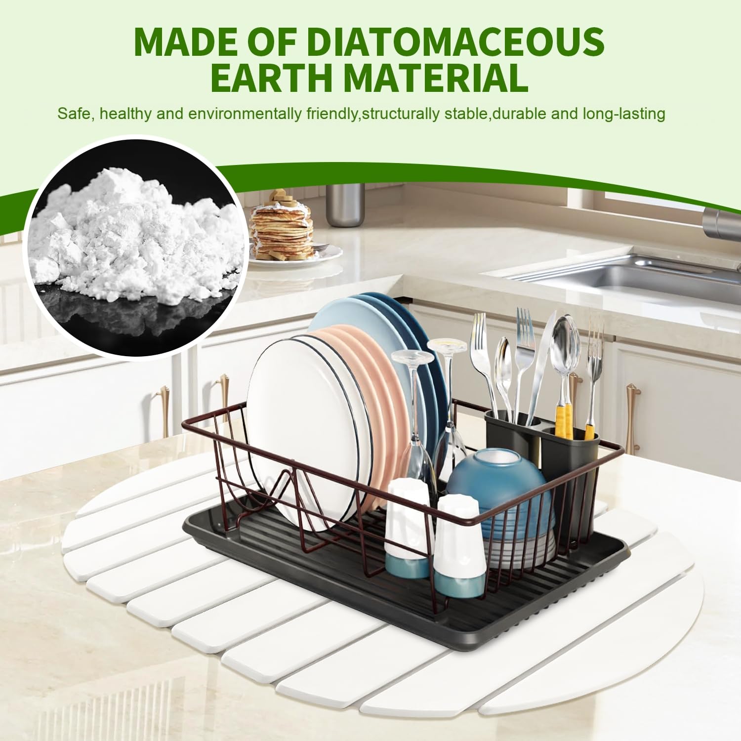 23" x16" Stone Dish Drying Mat for Kitchen Counter