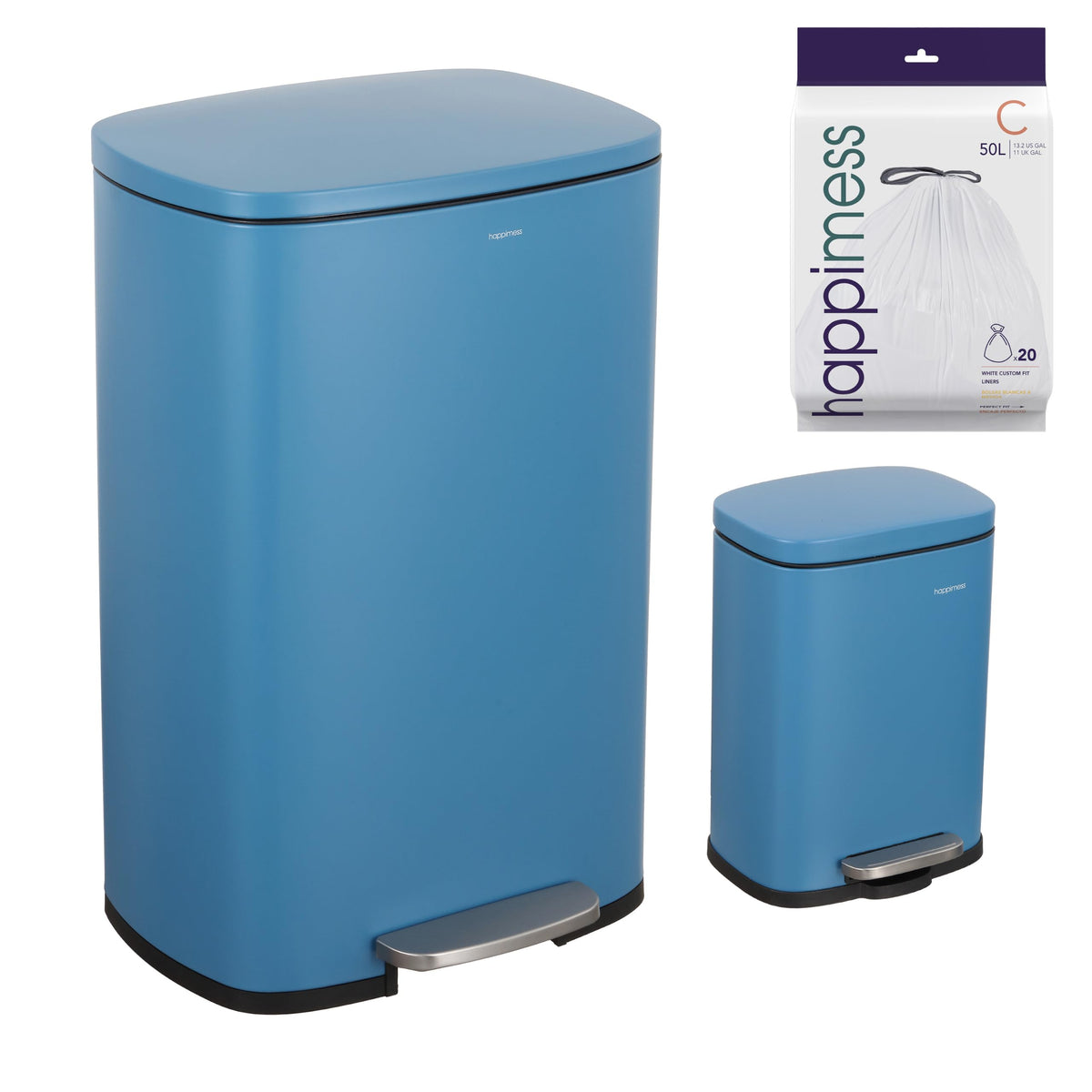 Connor 2 Piece Iron Trash Can (2 Count)