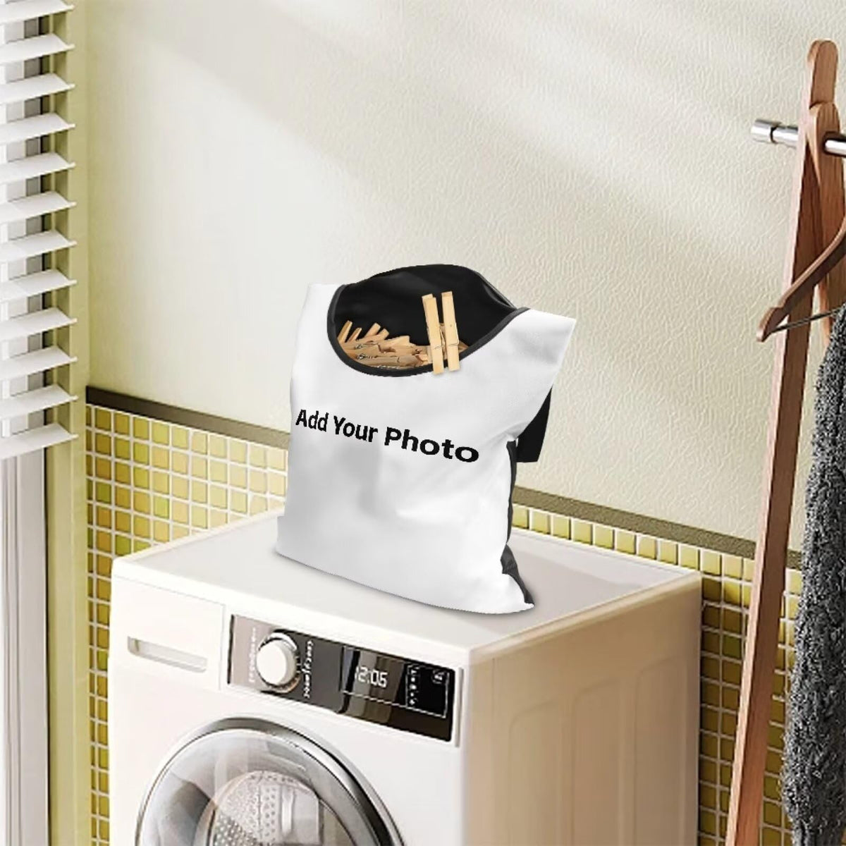 Custom Clothespin Bag Add Your Photo & Pet Photo Design with Picture Text Photo Custom Clothespin Storage with Hanger Hook Custom Clothespin Bag with Large Opening