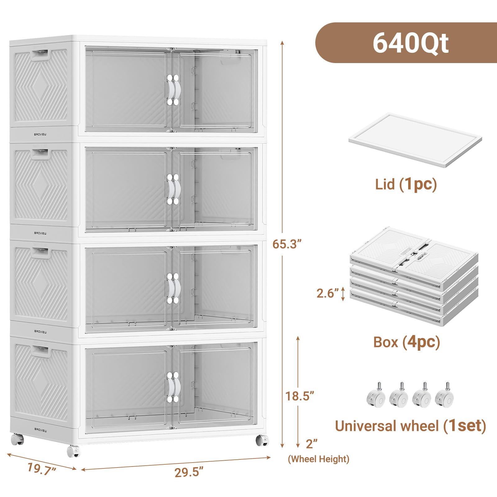 640QT Large Stackable Storage Bins with Clear Doors (4 Count)