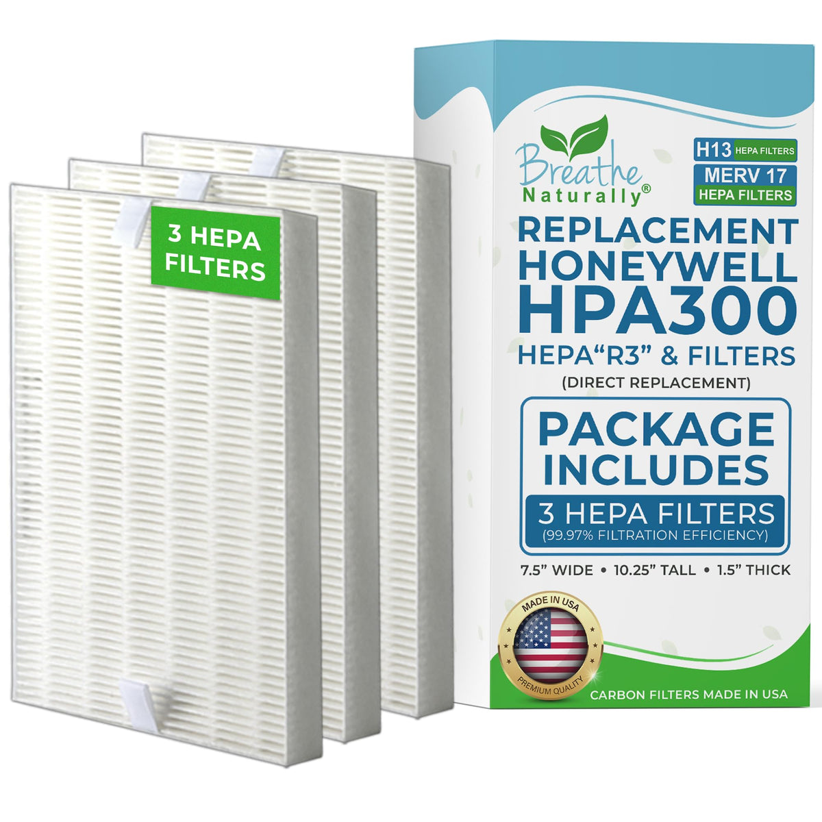 R" Replacement Air Filters Compatible with Honeywell Air Purifier HPA300 (3 Count)