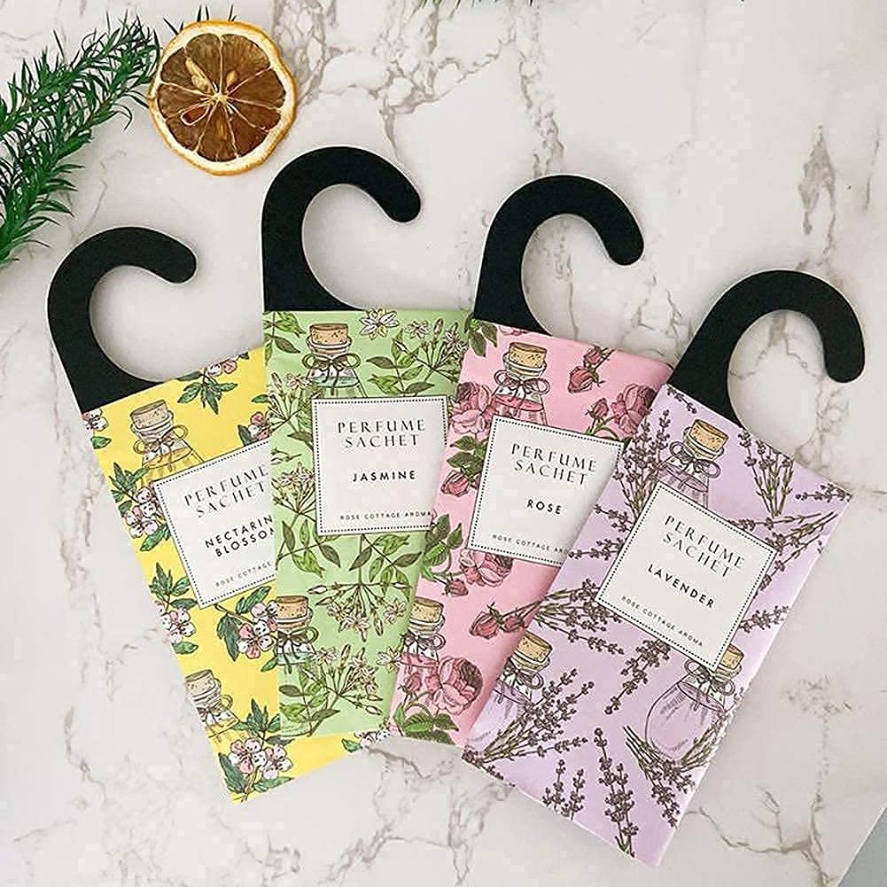 Large 12 Packs Closet Deodorizer Freshener Closet Air Freshener Home Scented Sachets Room Freshener Scents Air Freshener Closet Odor Eliminator 4 Scents Floral (12 Count)