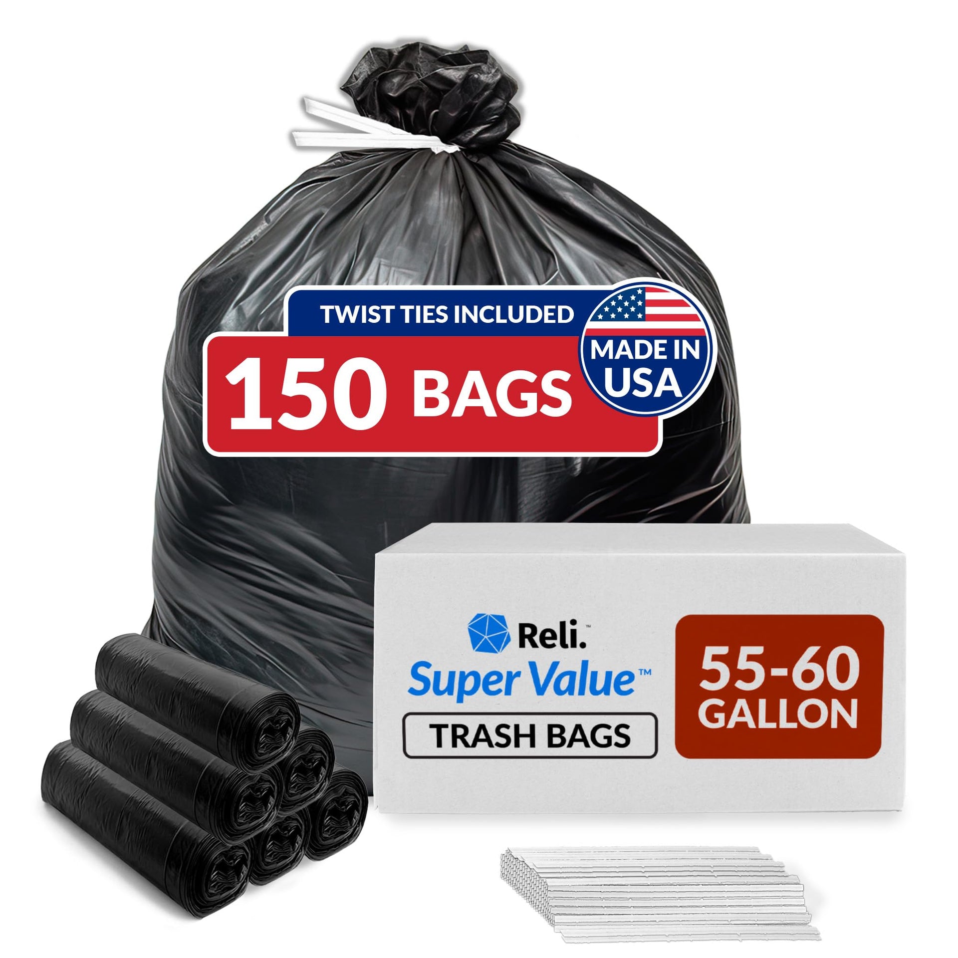 55 60 Gallon Trash Bags Heavy Duty (150 Count)
