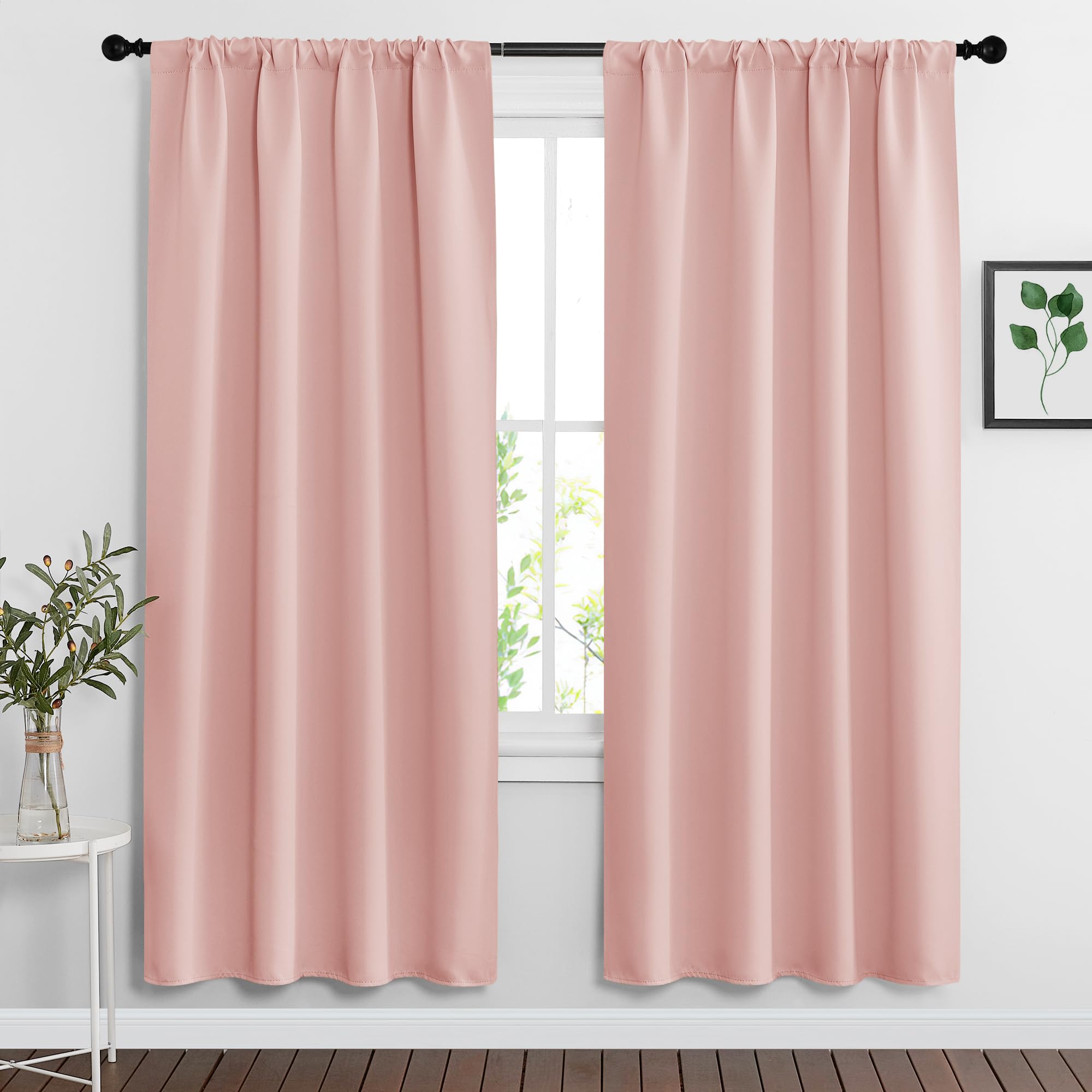 Blackout Curtains for Bedroom Living Room Nursery 63 inches Long (2 Count)