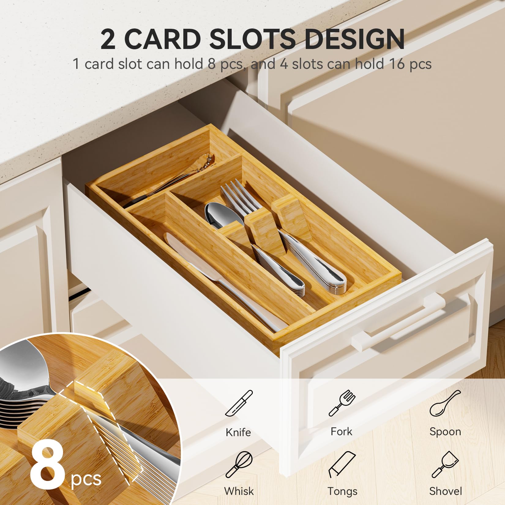 Bamboo Silverware Organizer