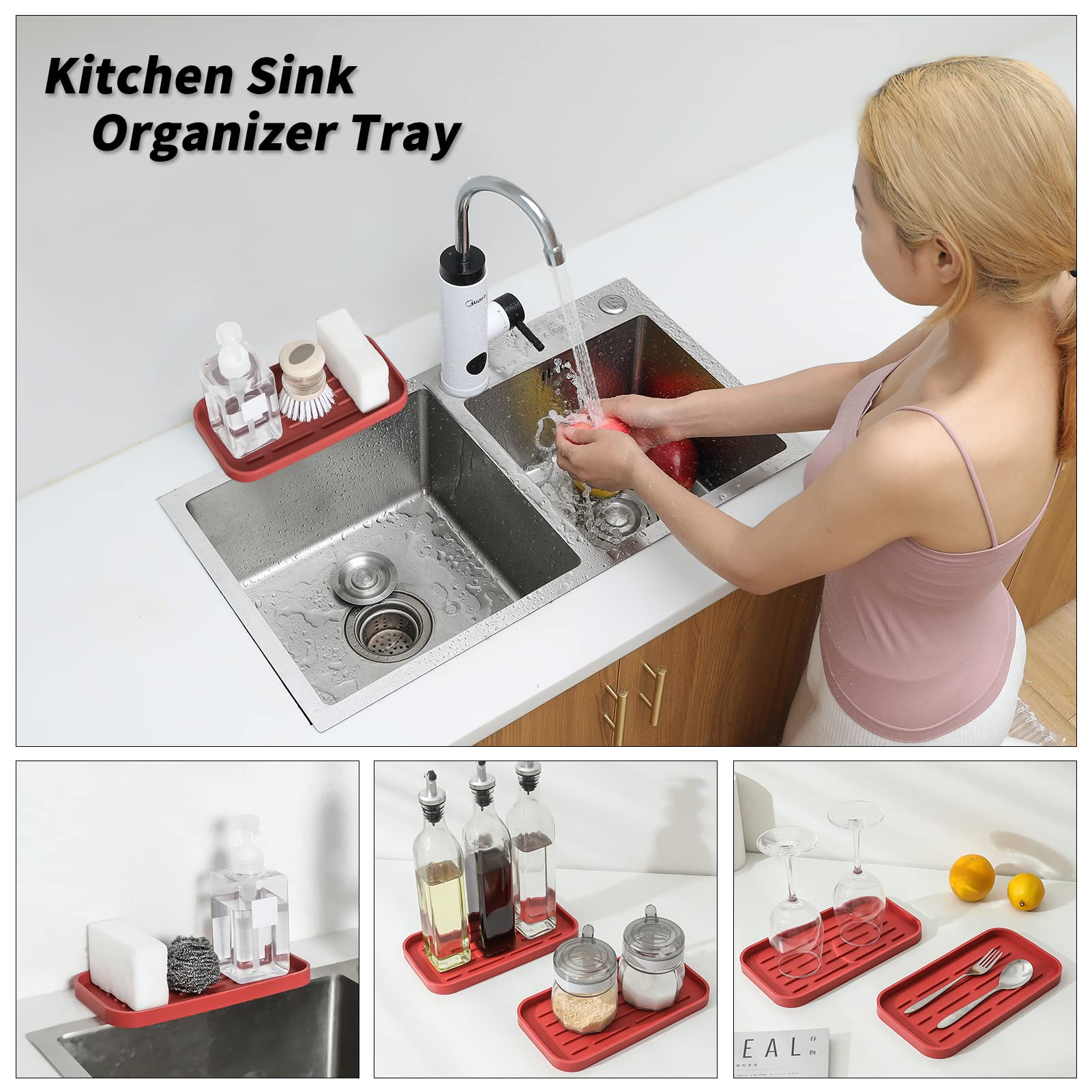 Silicone Kitchen Sink Organizer Tray for Multiple Usage