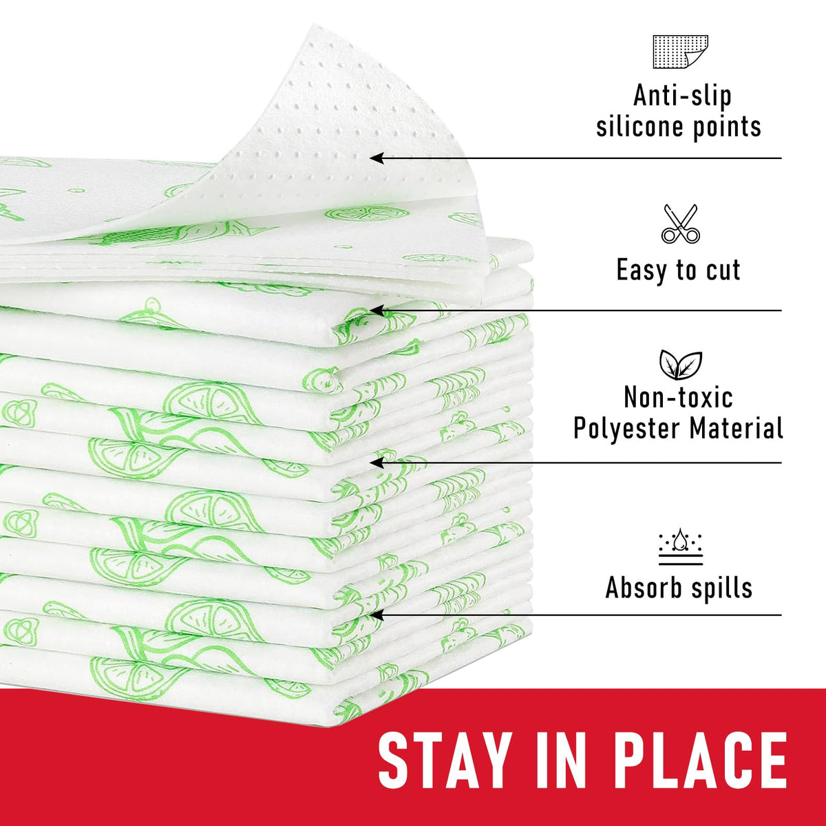Refrigerator Drawe Liners Super Absorbent Fridge Bin Mats Keep Produce Fresh Longer Air Circulating Non (24 Sq Ft)