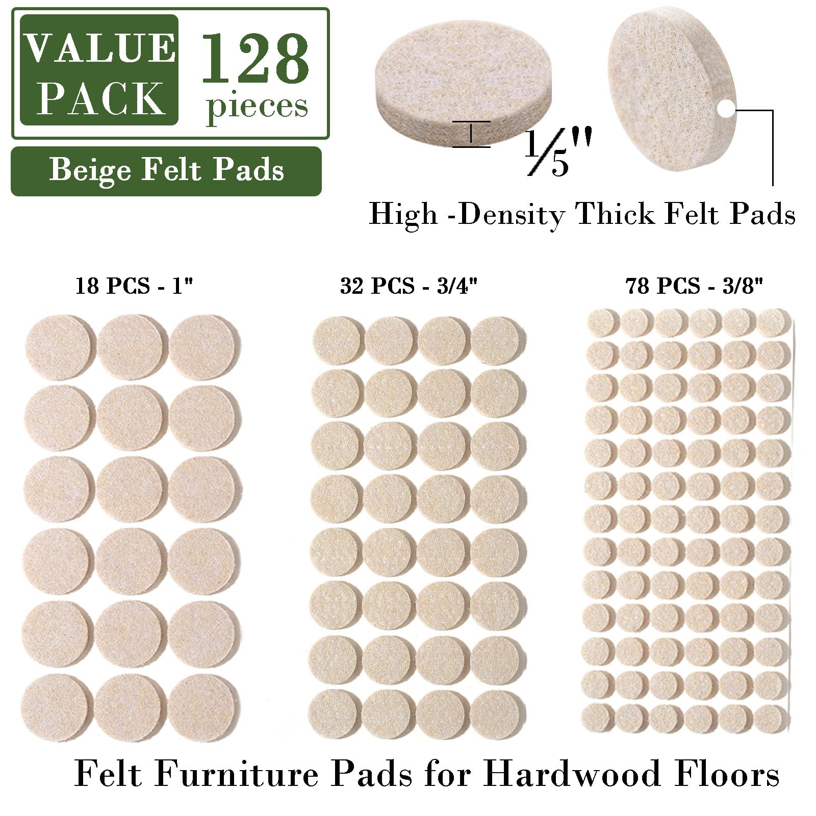 Felt Furniture Pads for Hardwood Floors (128 Count)