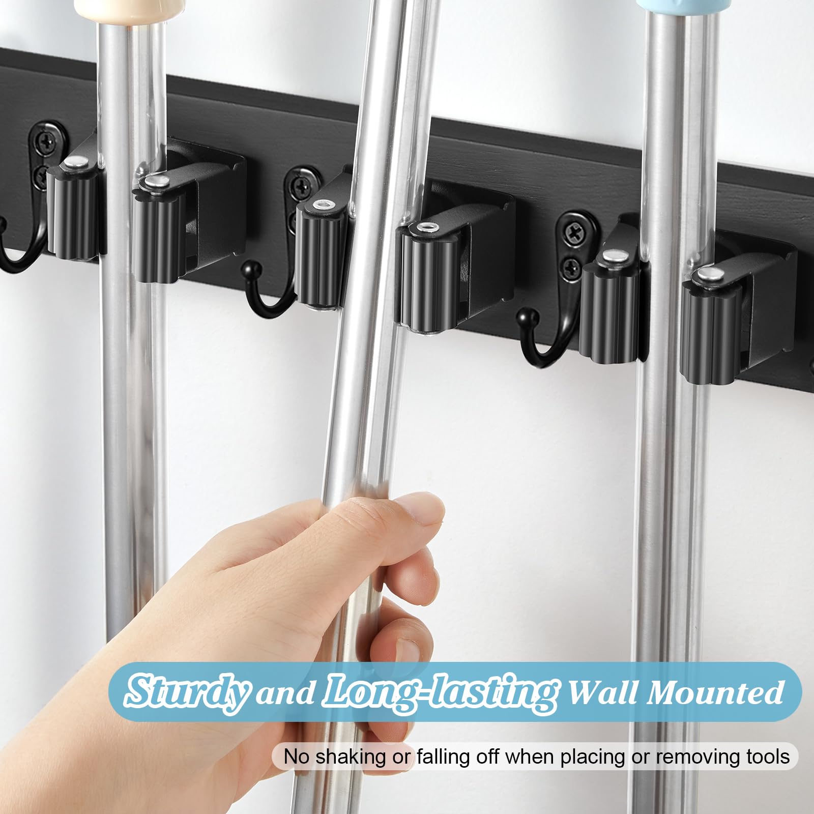 Black Broom Holder Wall Mount