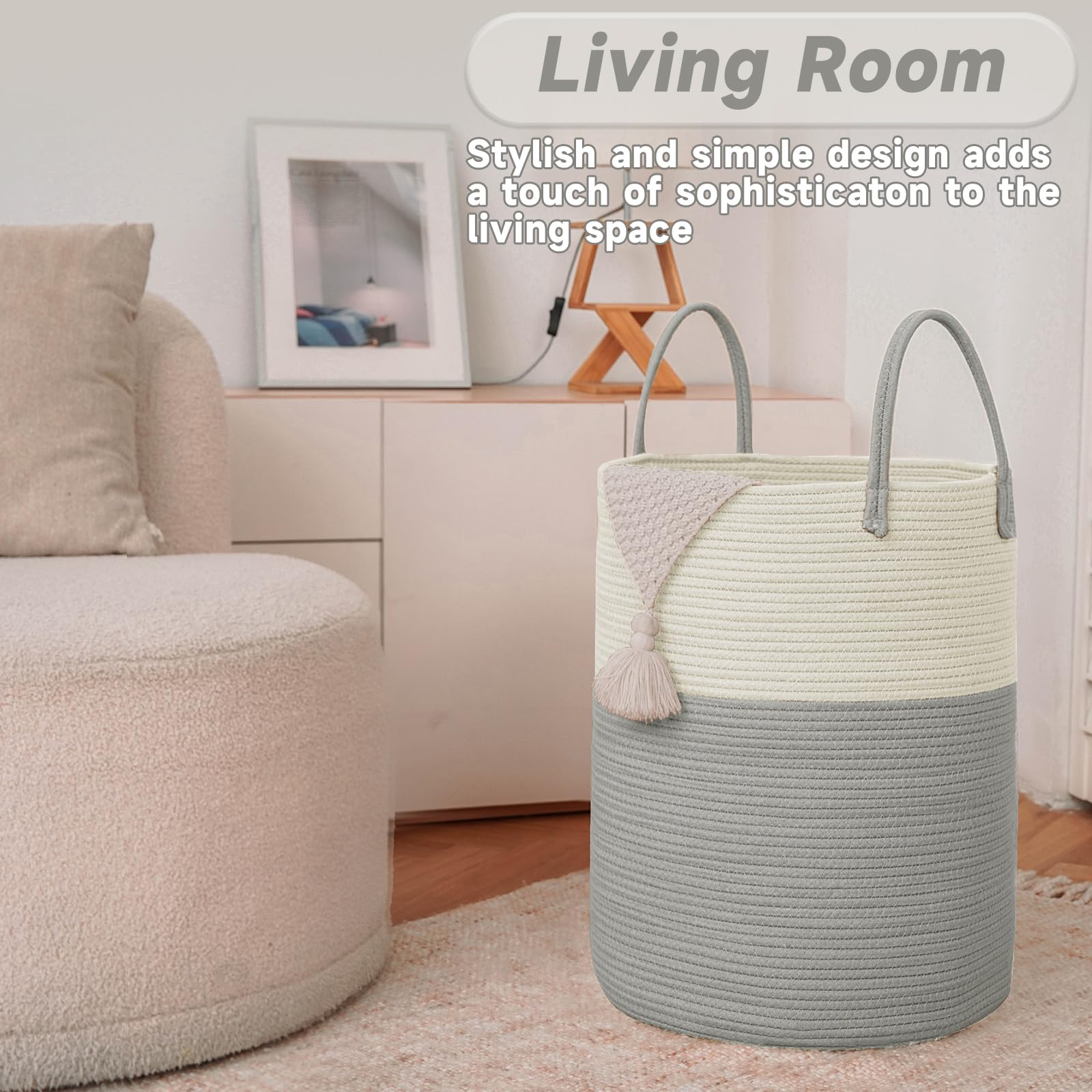 80L Cotton Rope Laundry Basket Hamper