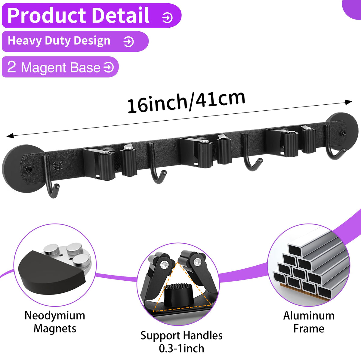 Magnetic Broom Holder Wall Mount