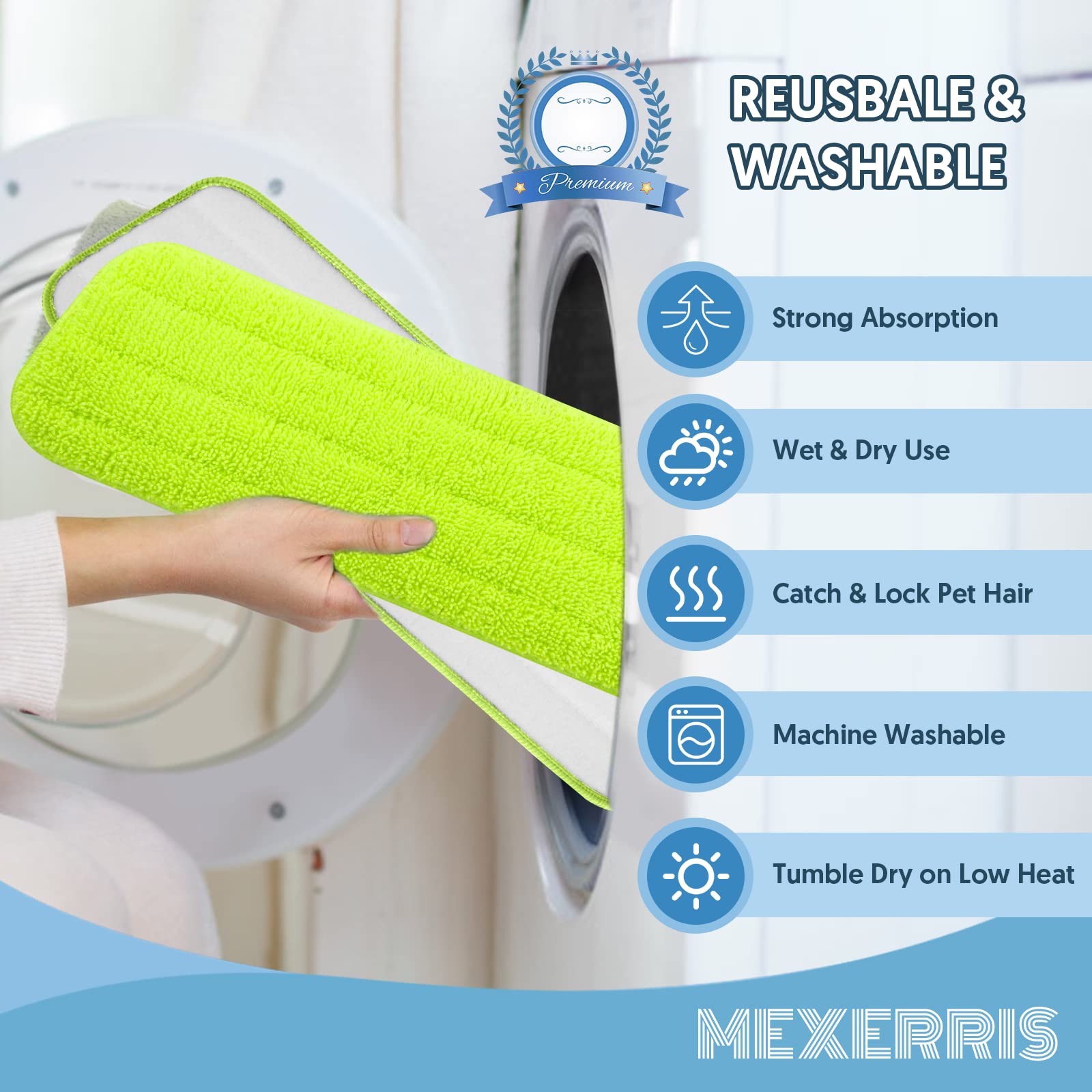7 Pack Washable Microfiber Mop Pads for Swiffer PowerMop (7 Count)