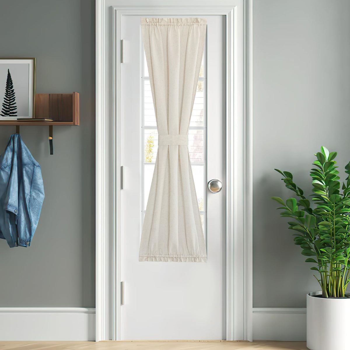 Natural Linen Door Curtains 64 inch Length 1 Panel