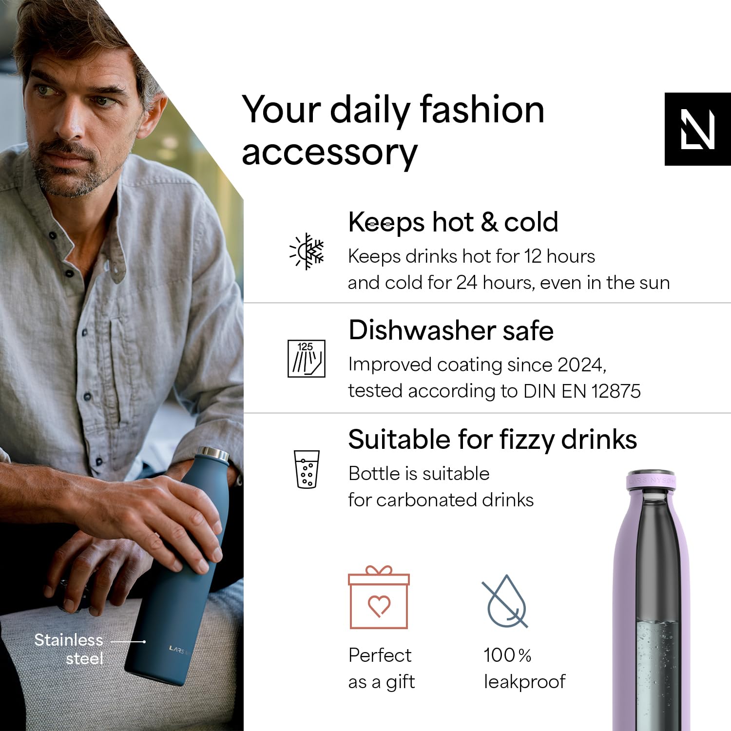 Stainless Steel Insulated Water Bottle 12oz 17oz 25oz 34oz 51oz