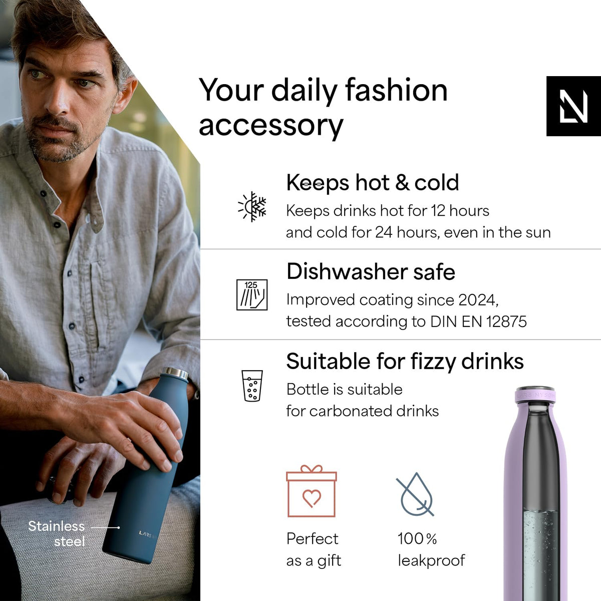 Stainless Steel Insulated Water Bottle 12oz 17oz 25oz 34oz 51oz
