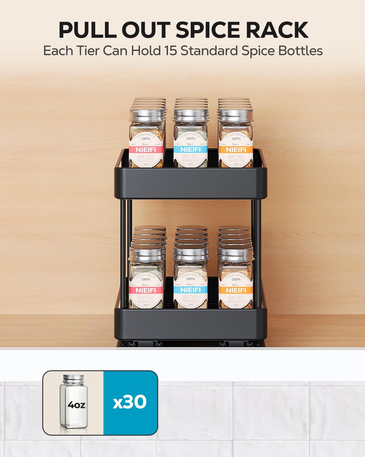 Pull Out Spice Rack Organizer