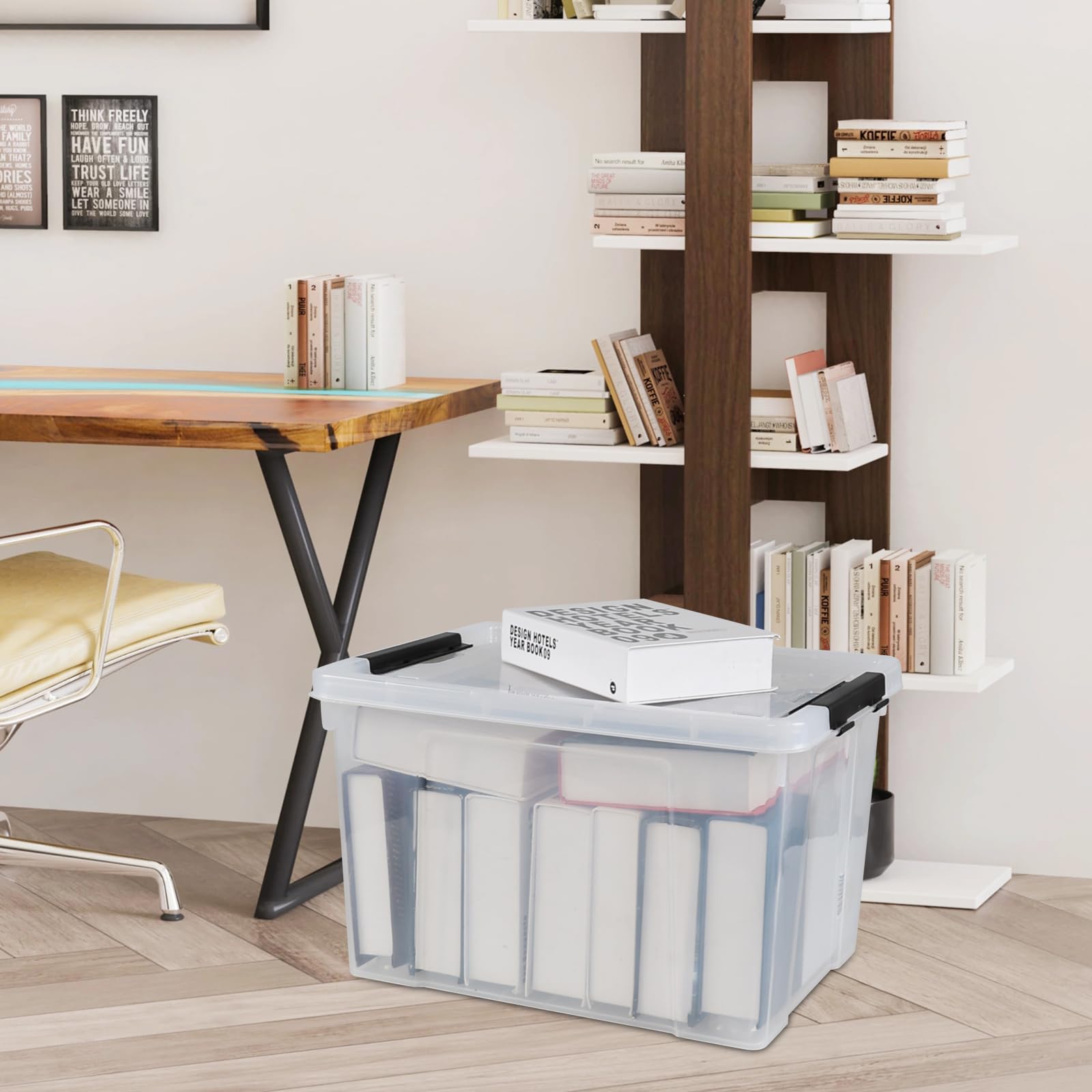 34 L Clear Plastic Storage Bins Box with Lid (4 Count)