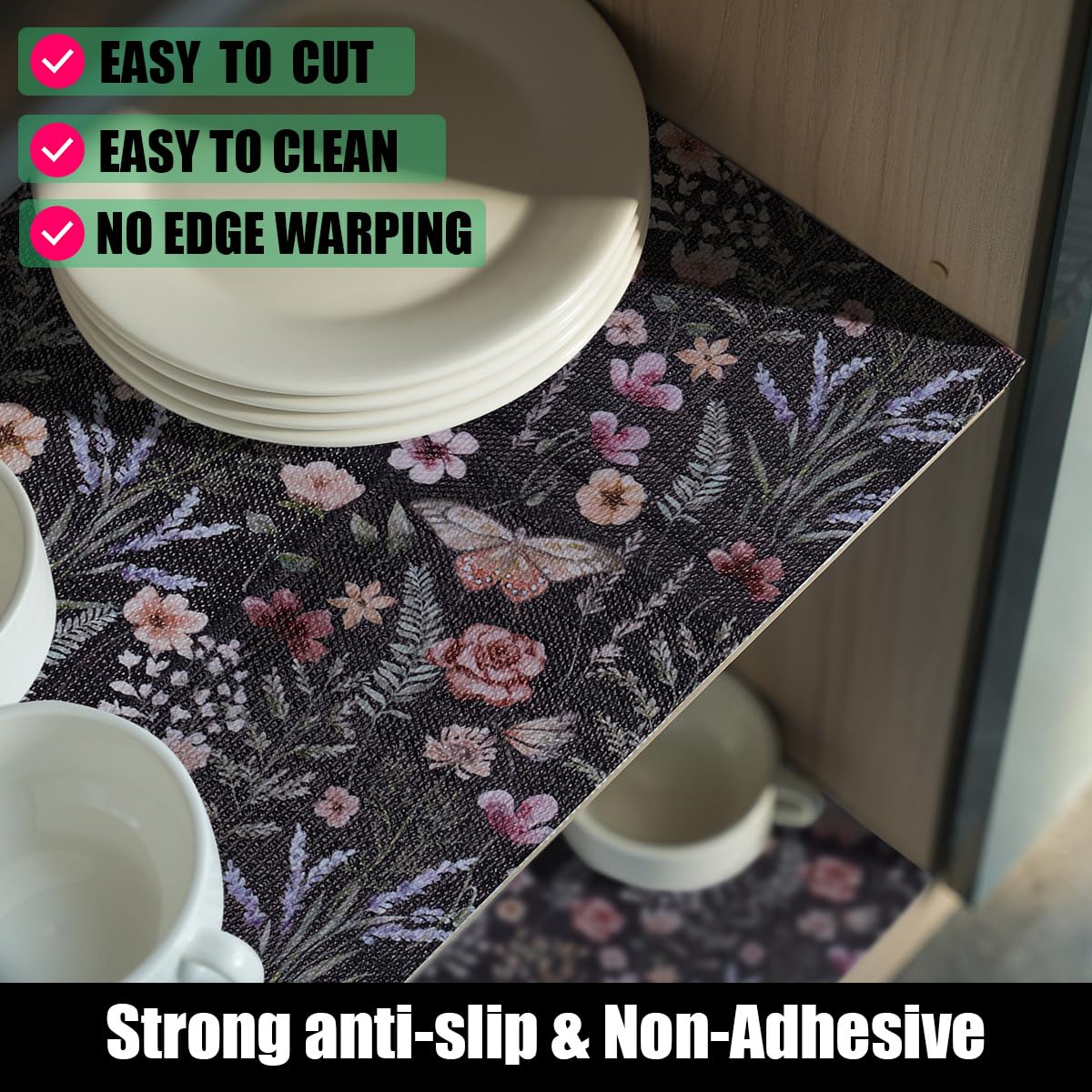 Butterfly Shelf and Drawer Liner for Kitchen Cabinets (24 Sq Ft)
